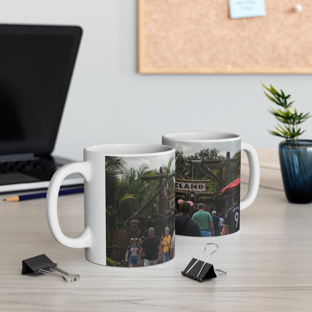 Adventureland Entrance Photo Ceramic Mug — Theme Park Travel Souvenir (11oz & 15oz)