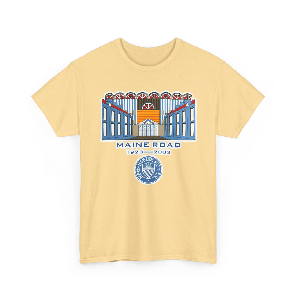 Maine Road 1923–2003 Cotton T-Shirt — Vintage Stadium Illustration Tee