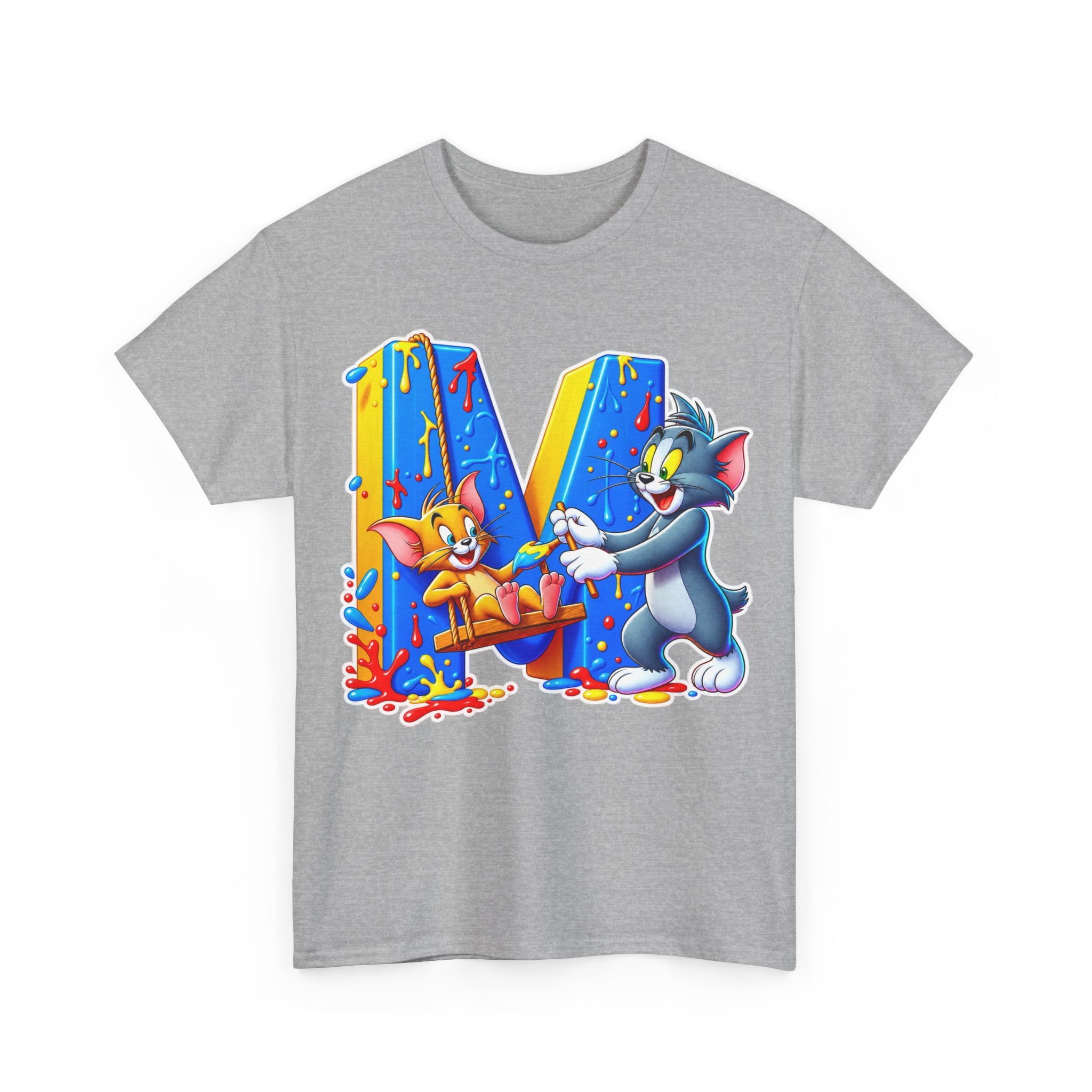 Tom & Jerry Letter M Cotton T-Shirt — Retro Cartoon Graphic Tee