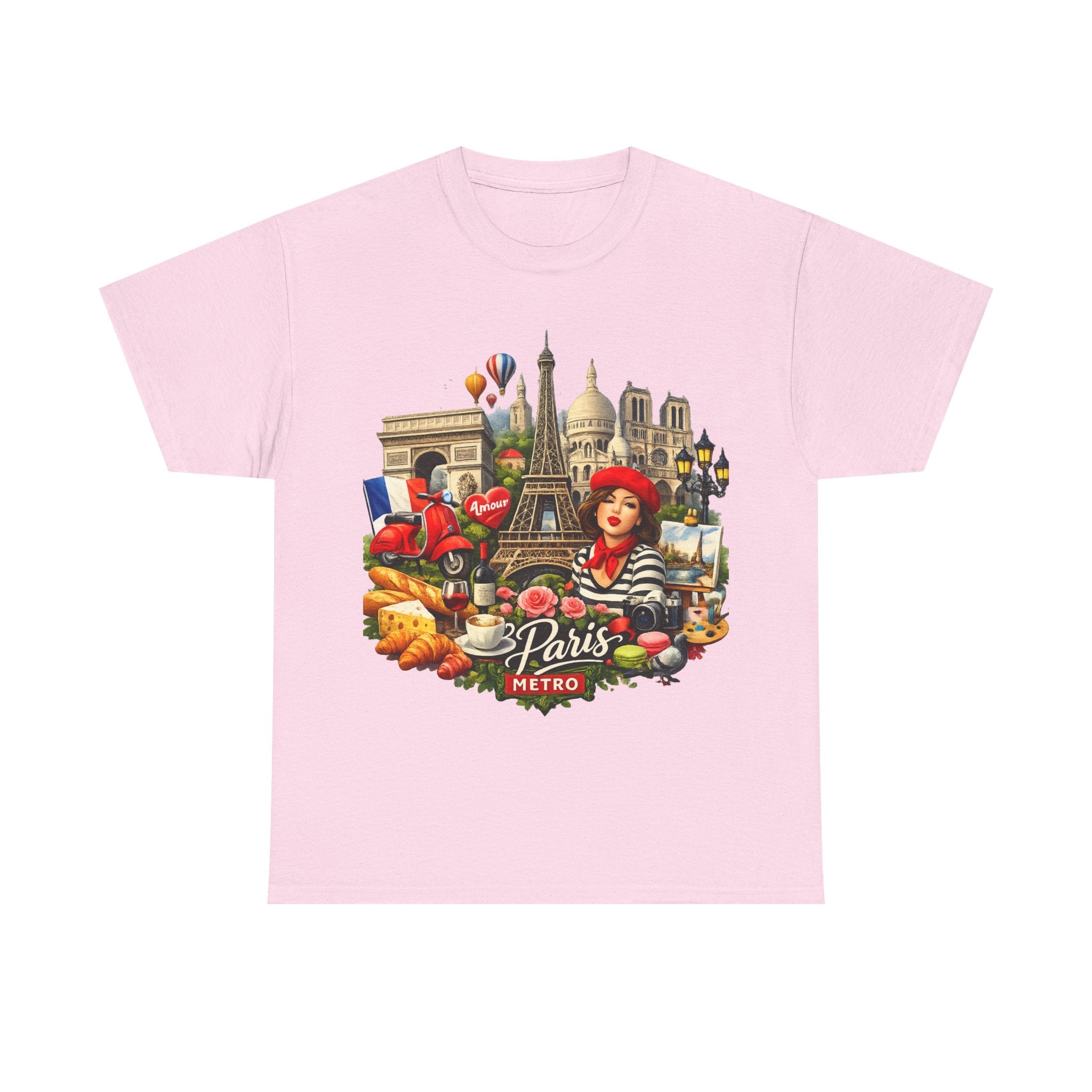 Paris Montage Tee — Eiffel Tower, Croissant & Metro Vintage Travel T‑Shirt