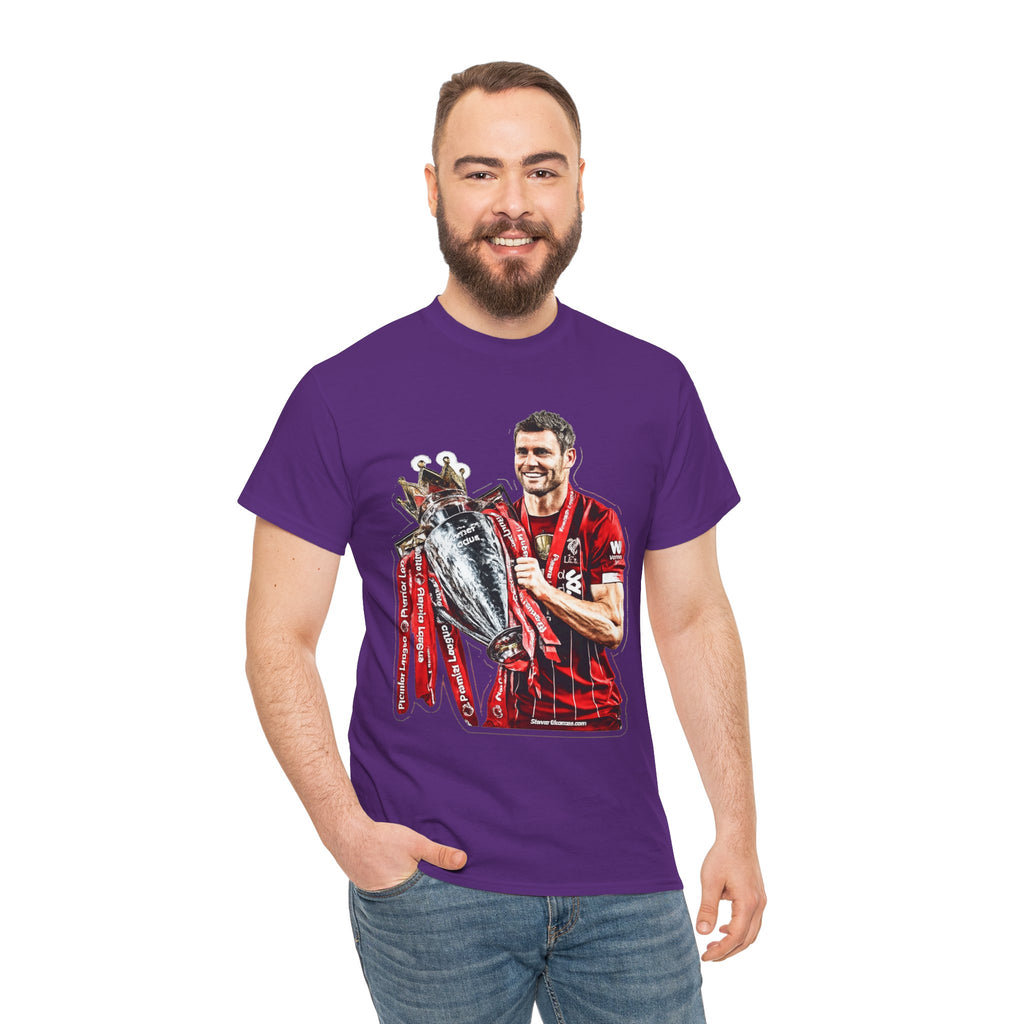 James Milner Liverpool Premier League Champion Trophy T-Shirt — Player Holding Premier Trophy