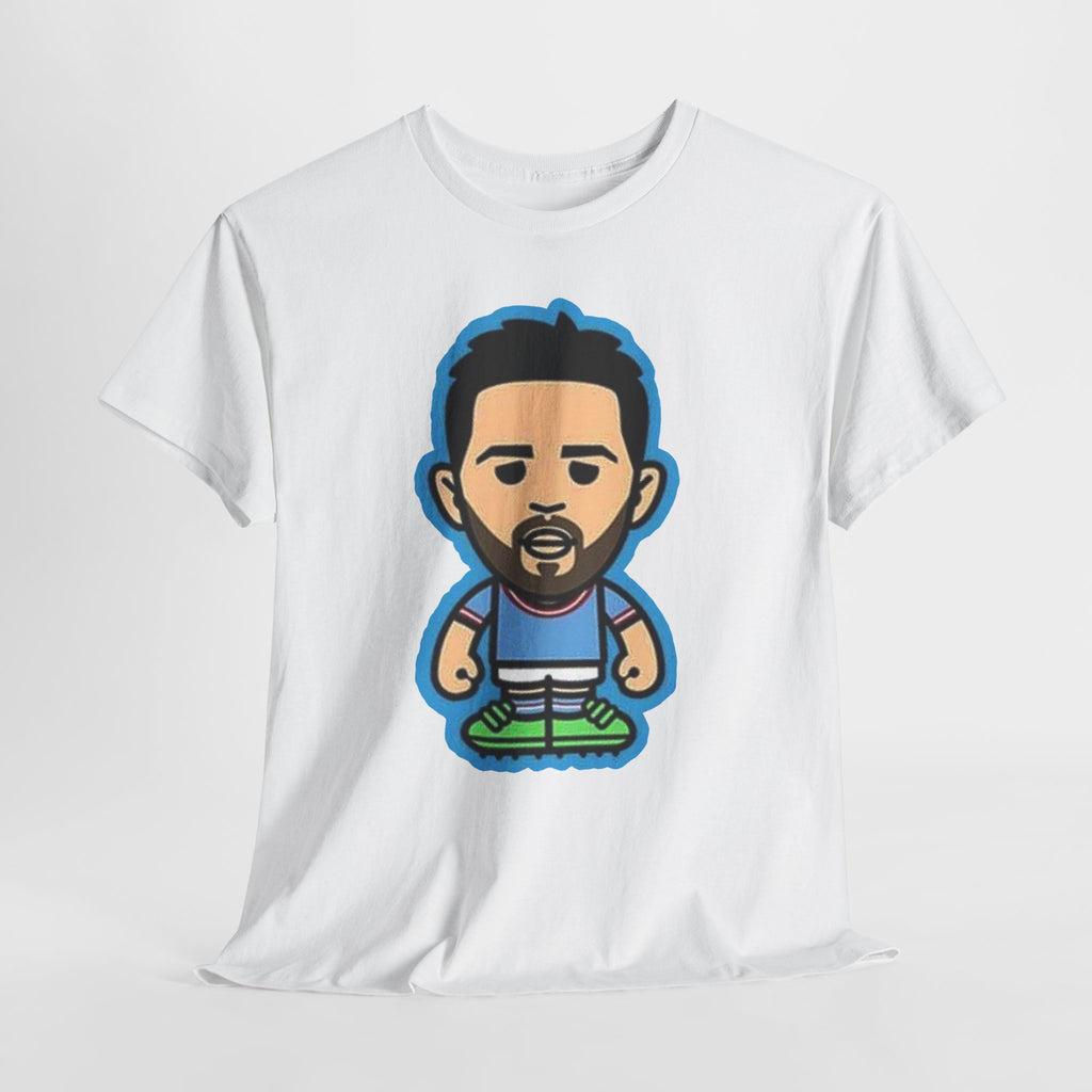 Bernardo Silva Manchester City Legend Graphic Tee — Player Cartoon Front & Tribute Poster Back
