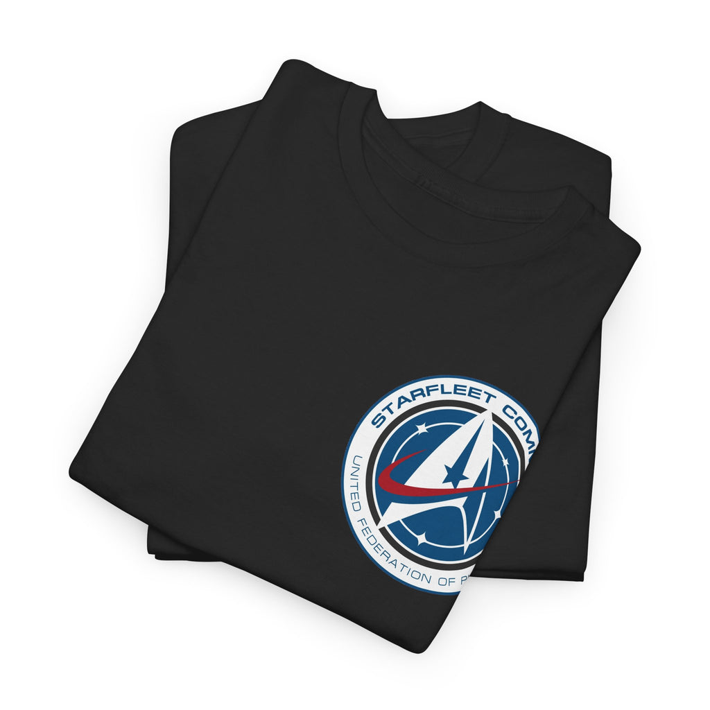 Starfleet Command Crew Logo Cotton T‑Shirt — Retro Rocket Emblem Tee
