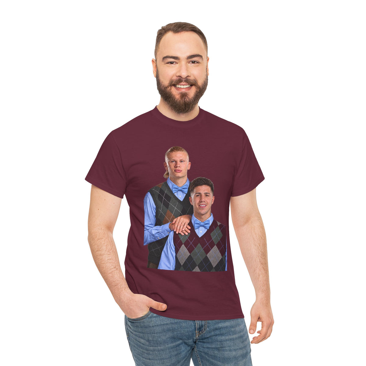 Haaland and Enzo Geek Cotton T-Shirt — Two Guys in Argyle Sweater Vests