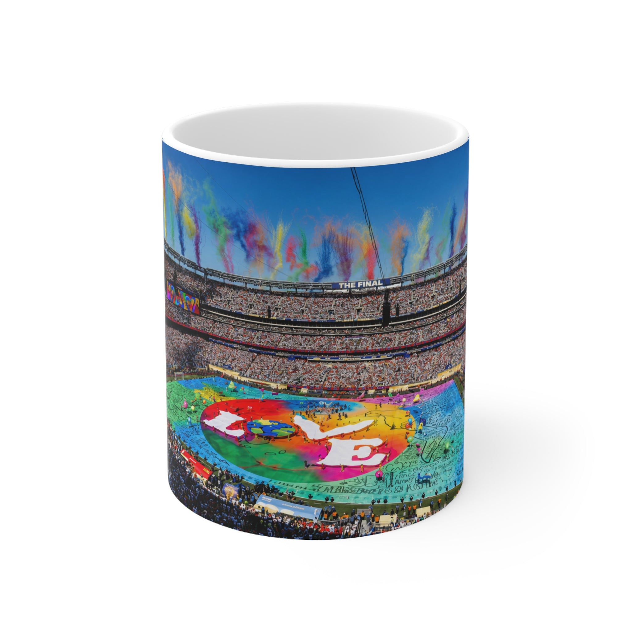 World Cup Final 2026 Stadium Pride Coffee Mug — Colorful Rainbow Smoke Sports Stadium 11/15oz Ceramic