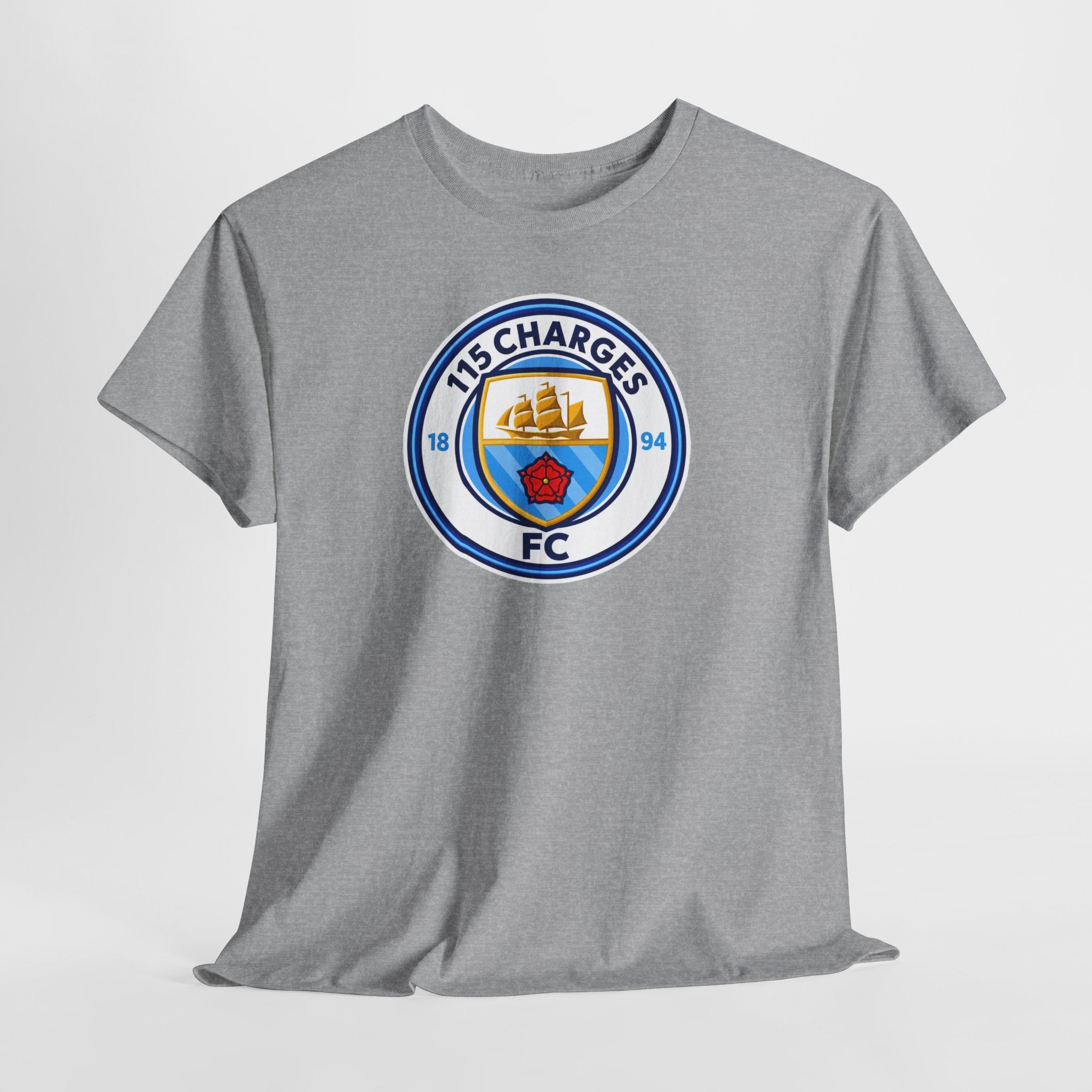 115 Charges FC Crest Cotton Tee — Vintage Blue Club Logo T-Shirt