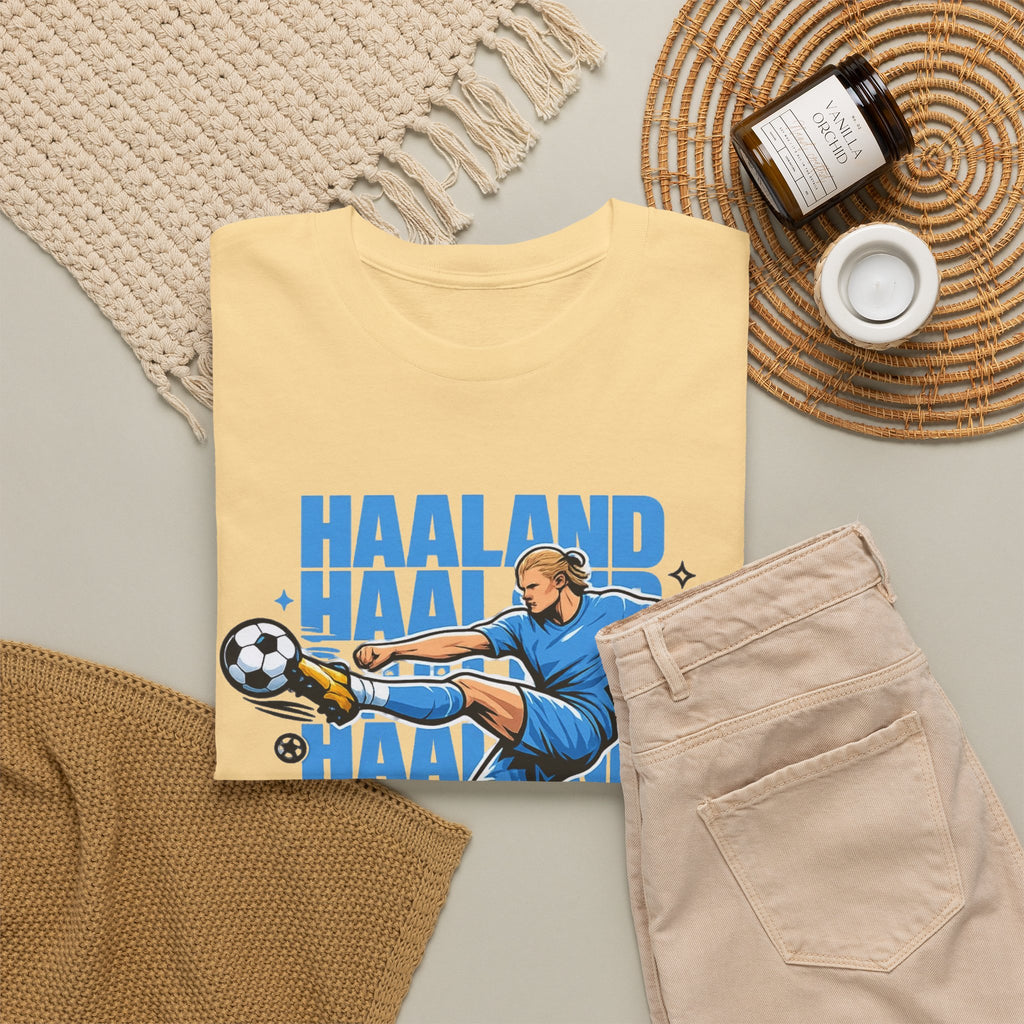 Haaland Manchester City Inspired Cotton T-Shirt — Striker Action Graphic Football Shirt