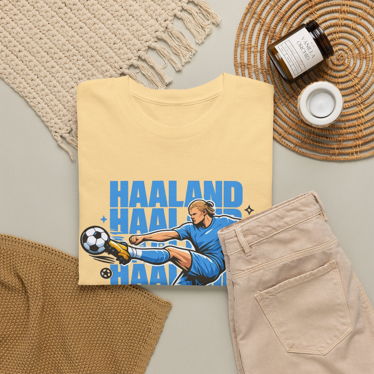 Haaland Manchester City Inspired Cotton T-Shirt — Striker Action Graphic Football Shirt