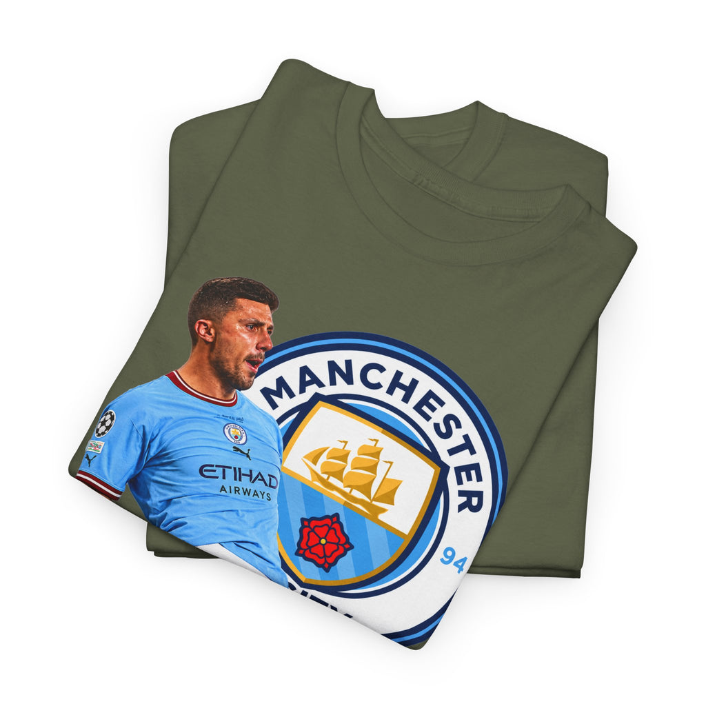 Rodri Manchester City Legend Cotton T-Shirt – Celebratory Slide Graphic Tee