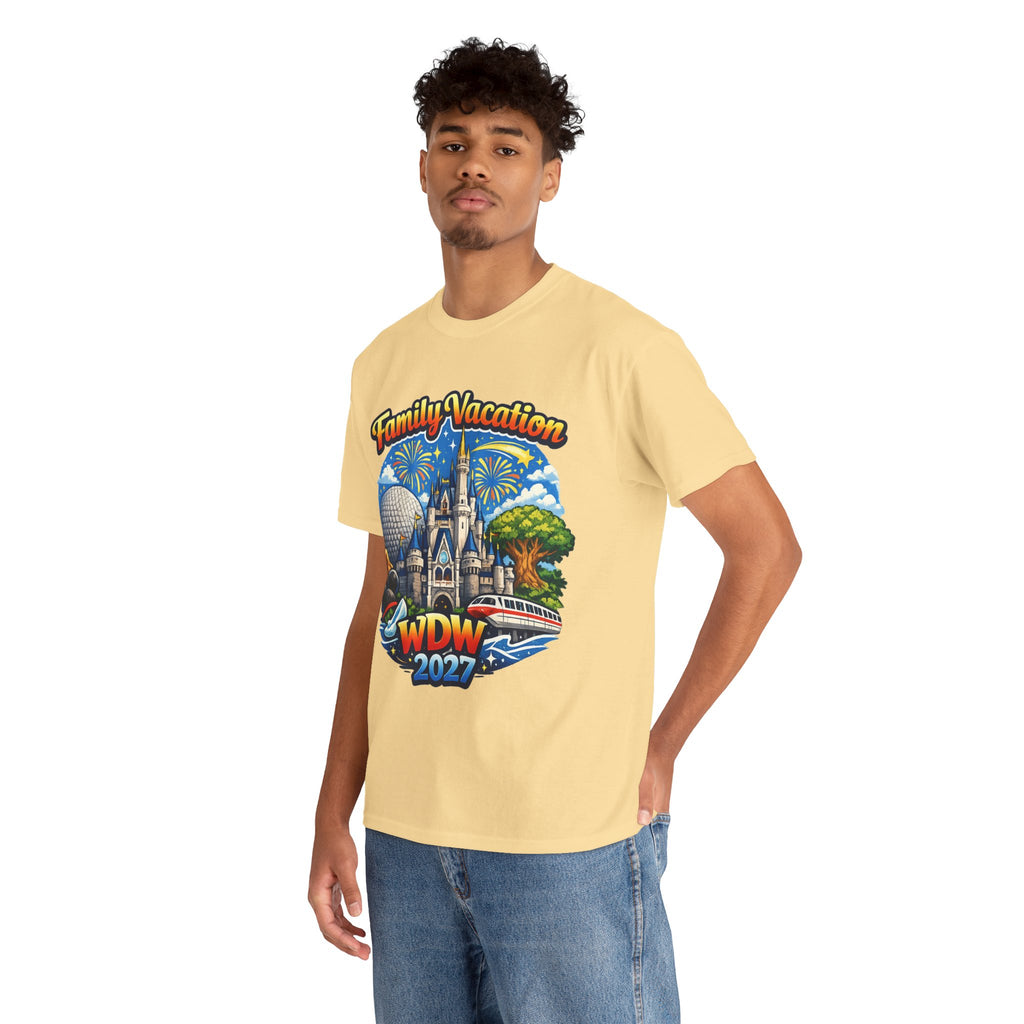 Family Vacation WDW 2027 T-Shirt – Disney Park Castle & Fireworks Vacation Tee