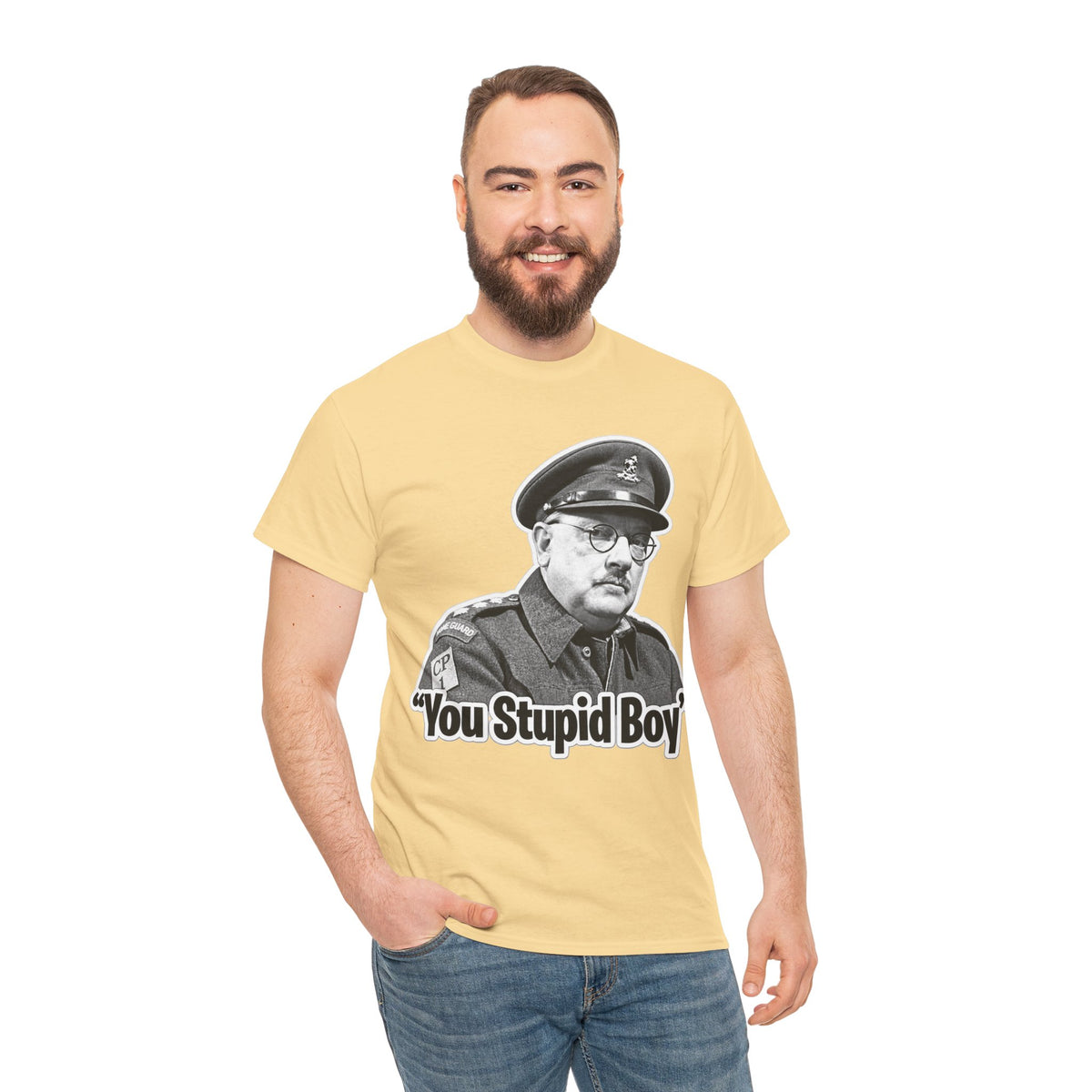 Dads Army Inspired You Stupid Boy T-Shirt — Vintage Cop Illustration Funny Graphic Tee