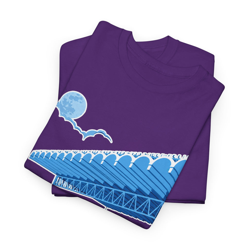 Manchester City Maine Road, Main Stand Cotton T-Shirt — Blue Retro Sports Venue Tee