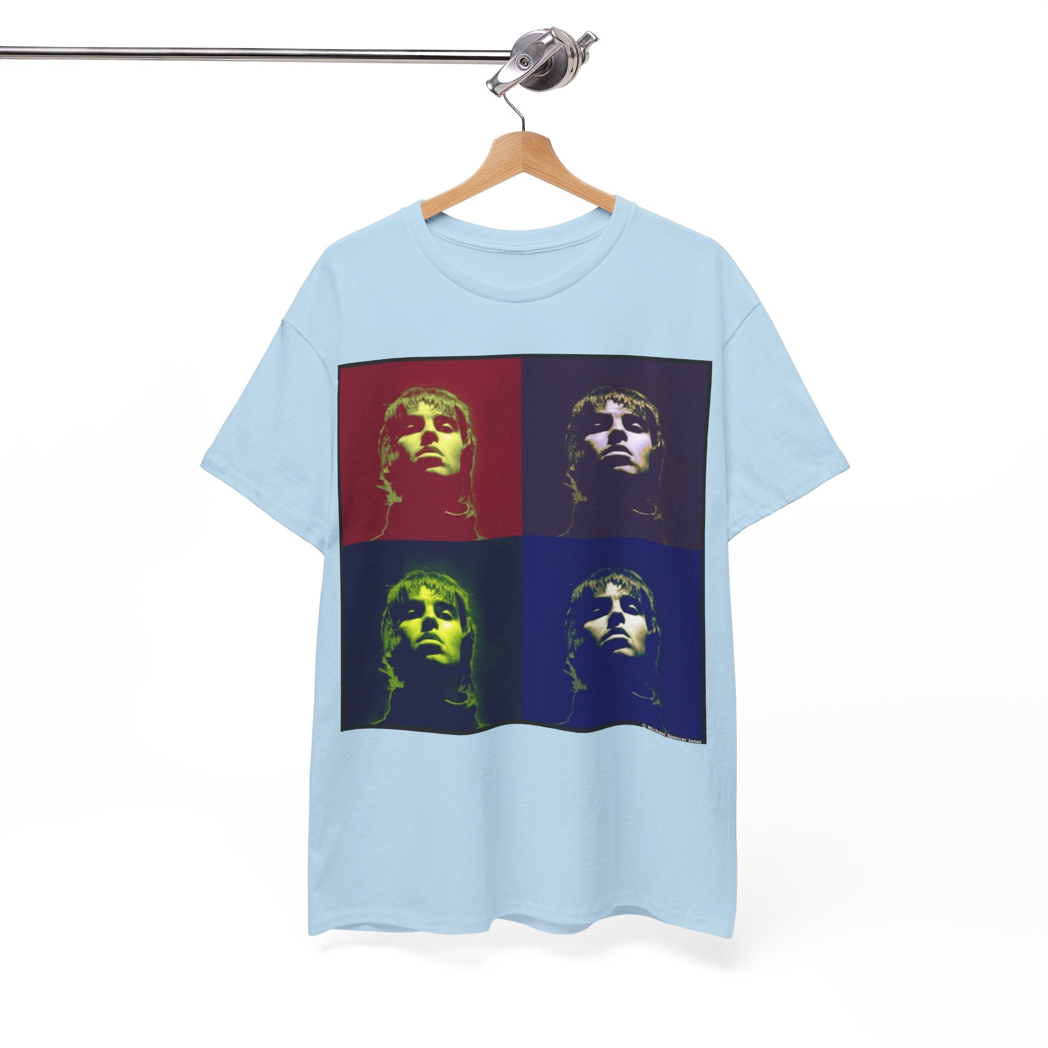 Liam Gallagher Oasis Pop Art Portrait T-Shirt - Retro Color Block Music Icon Tee