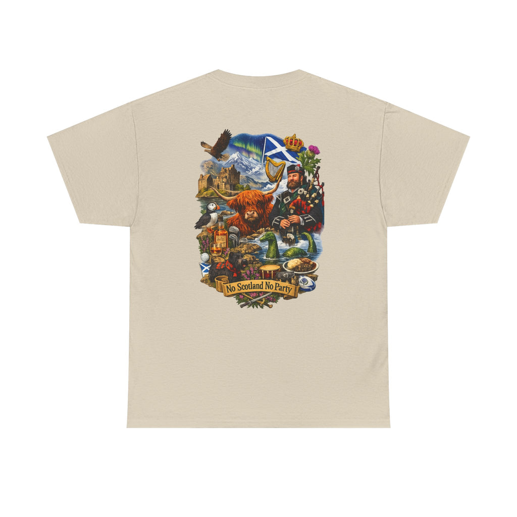 Scotland Collage T-Shirt — "No Scotland No Party" Scottish Heritage Tee