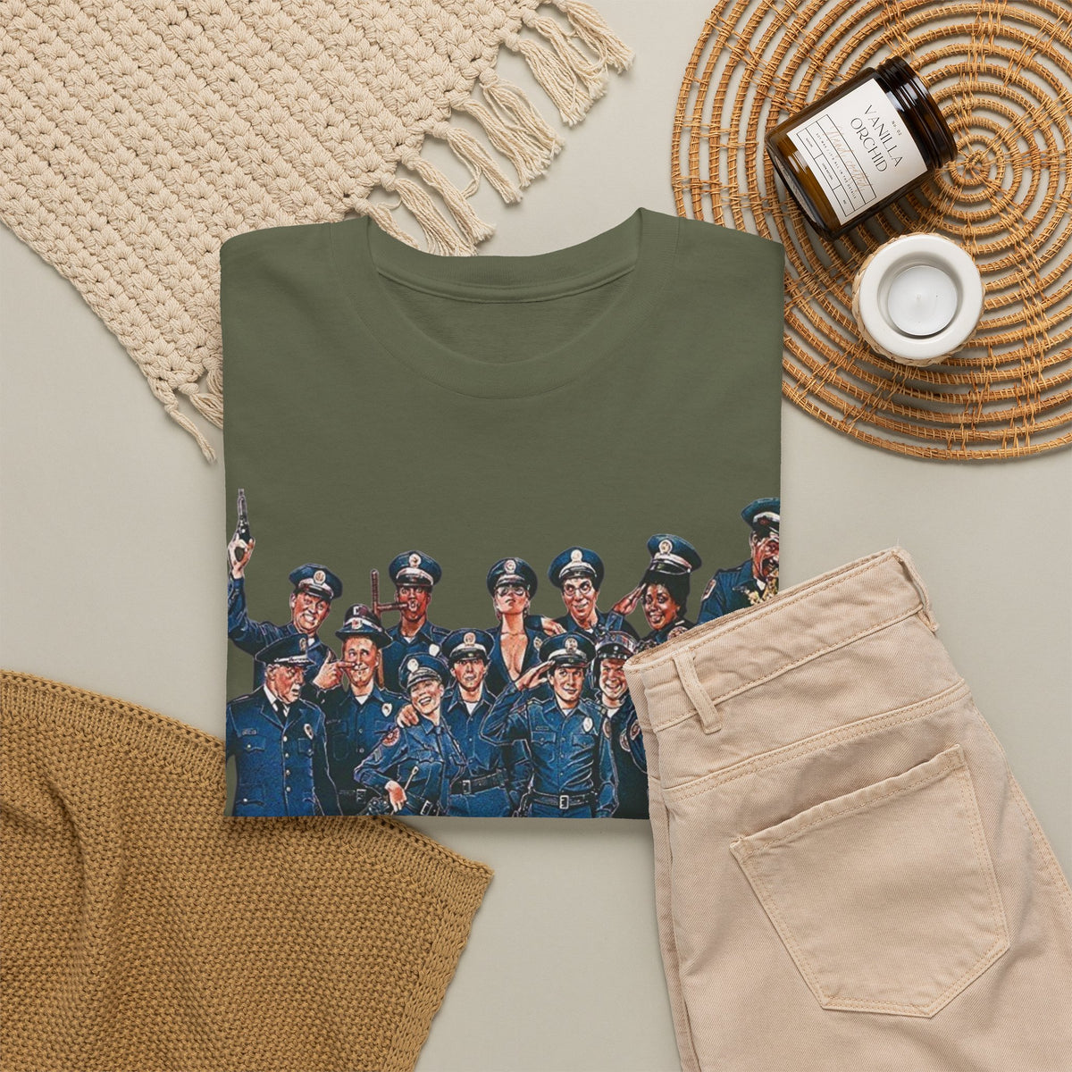 Police Academy Movie Inspired Cotton T‑Shirt — Retro Squad Photo Tee