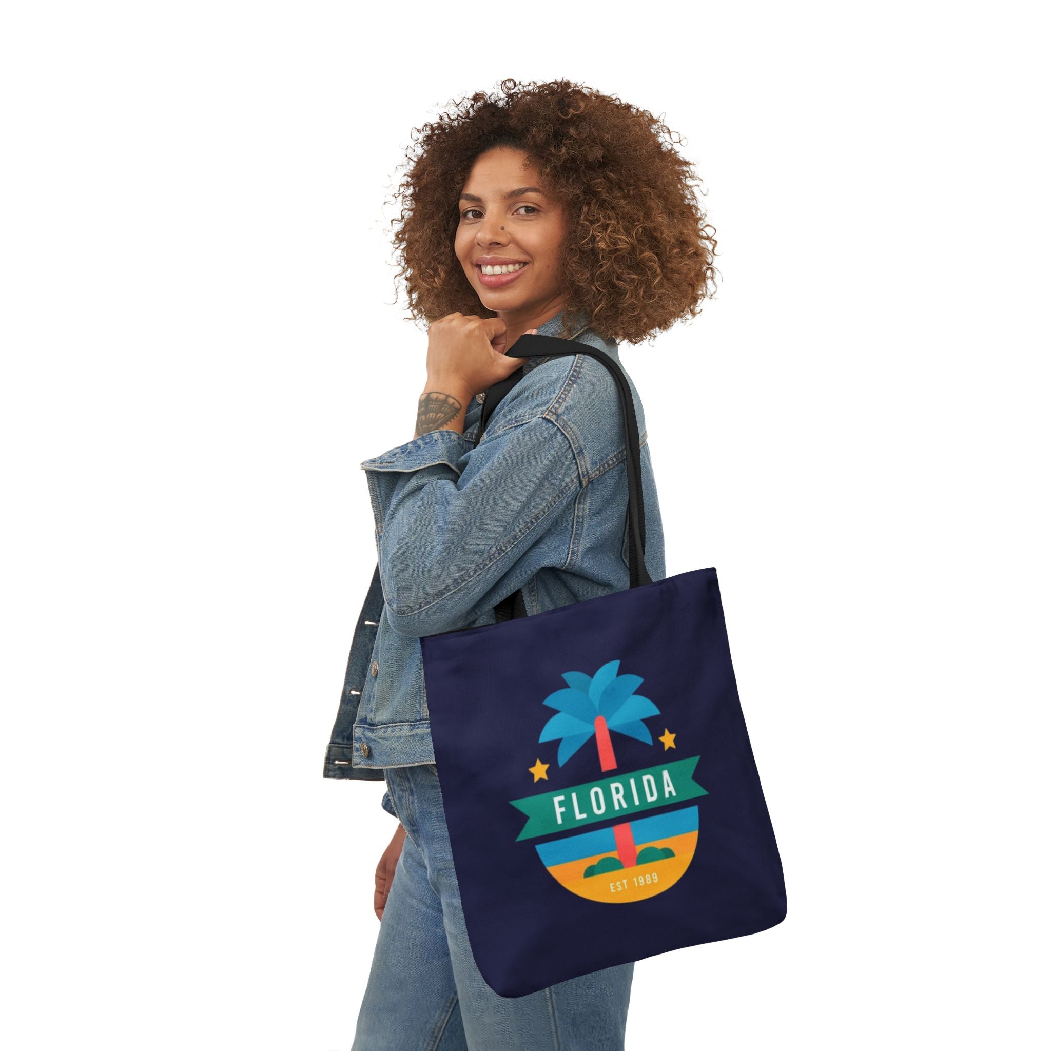 Florida Palm Beach Canvas Tote Bag — Retro Sunshine Travel Tote