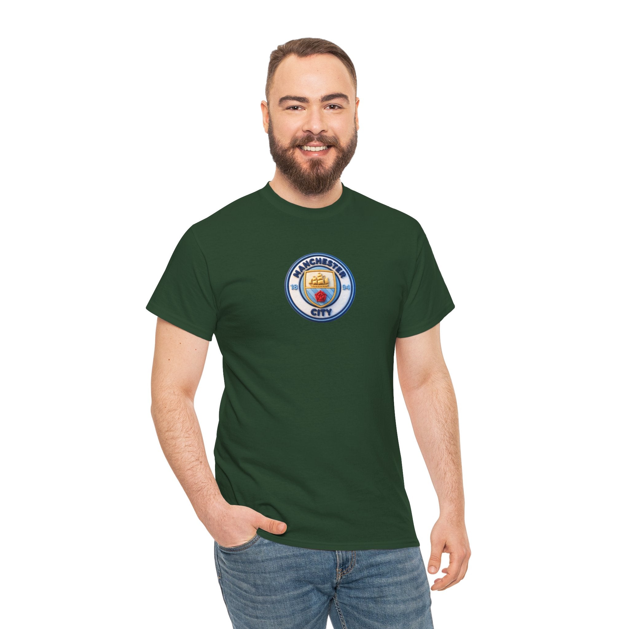 Manchester City Crest Unofficial 3D T-Shirt — Minimal Soccer Logo Tee