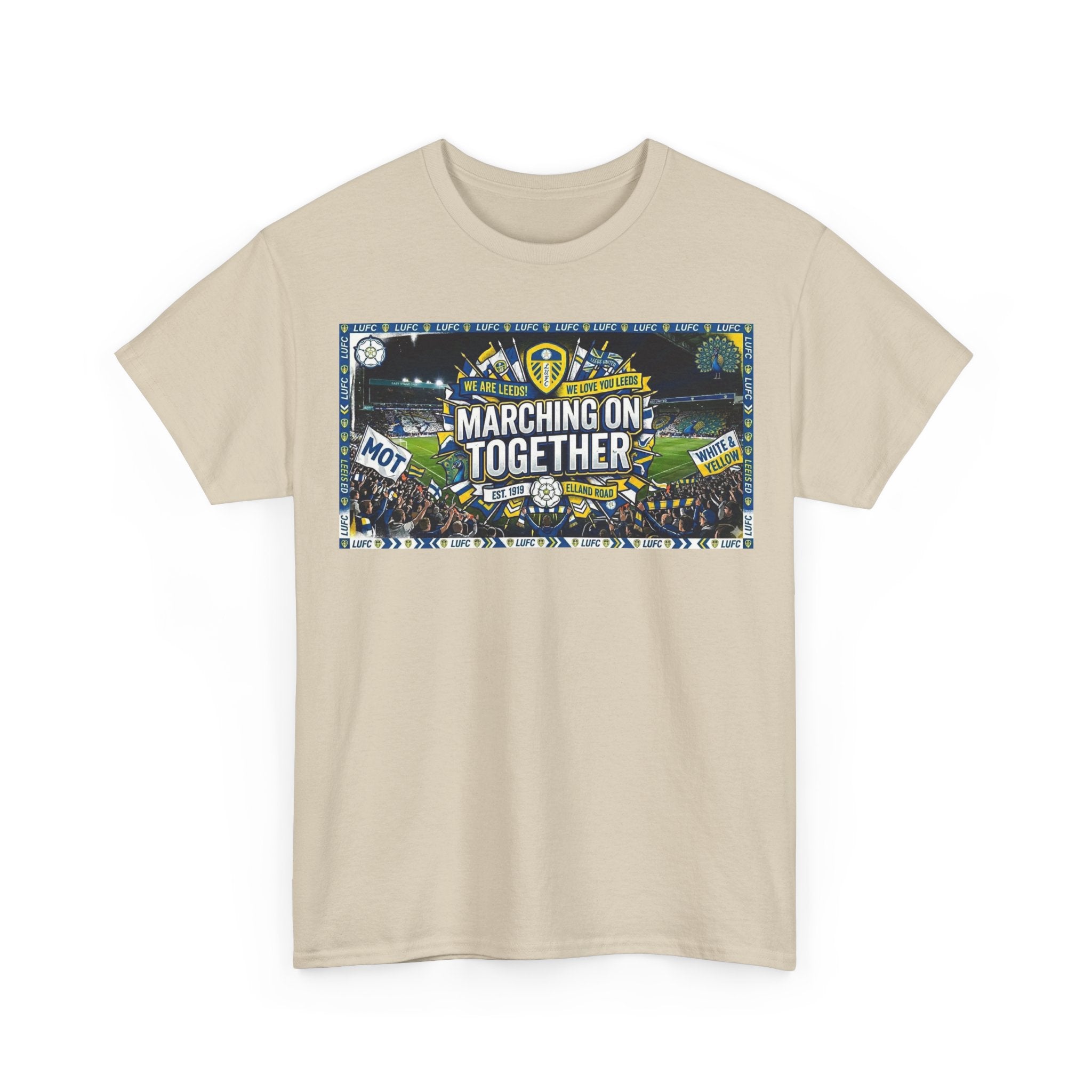 Leeds United T-Shirt — "Marching On Together" Fan Tee (Soccer Supporter Graphic)