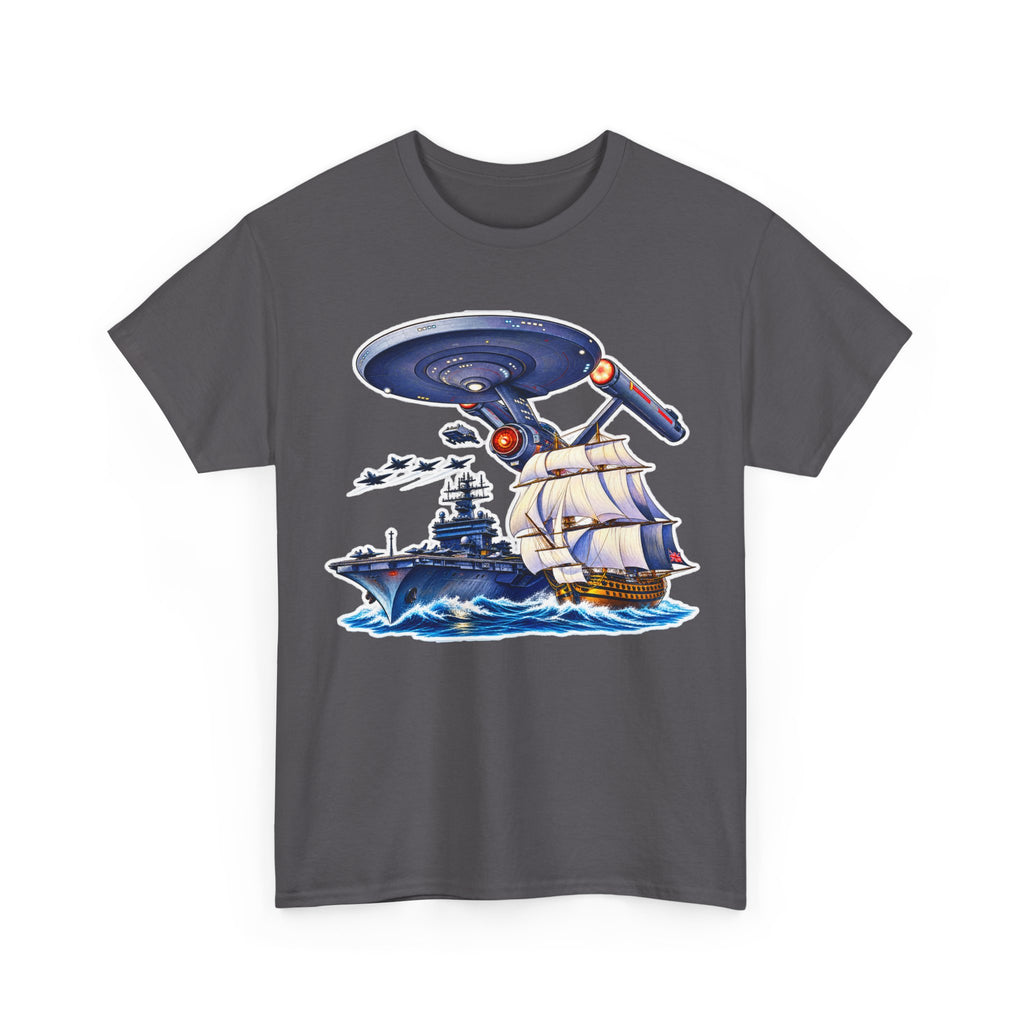 Nautical Starship Called Enterprise T-Shirt — Vintage Sailing Ship Meets Spaceship Graphic Tee