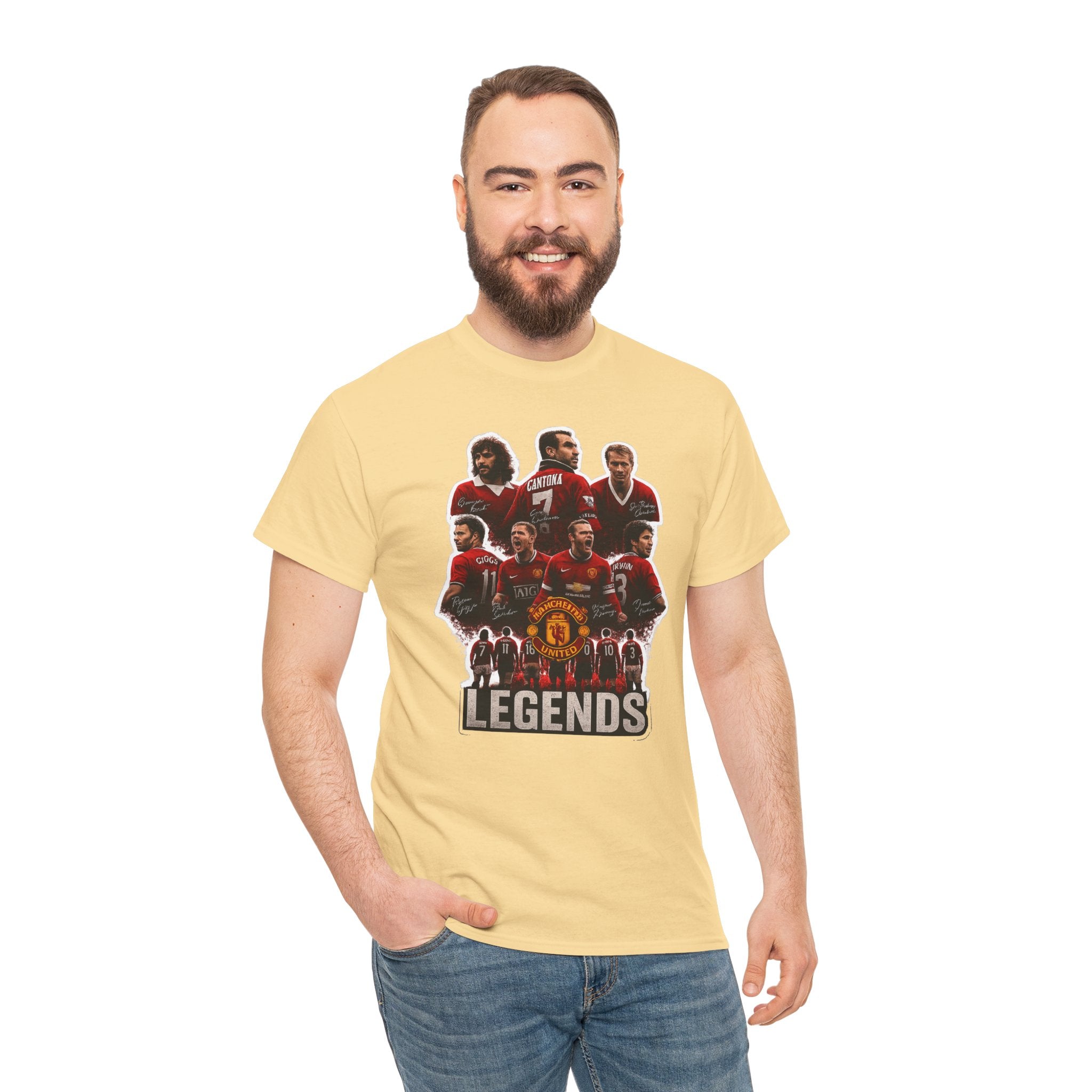 Manchester United Legends Football Team Tee — Retro Manchester United Players Graphic Shirt