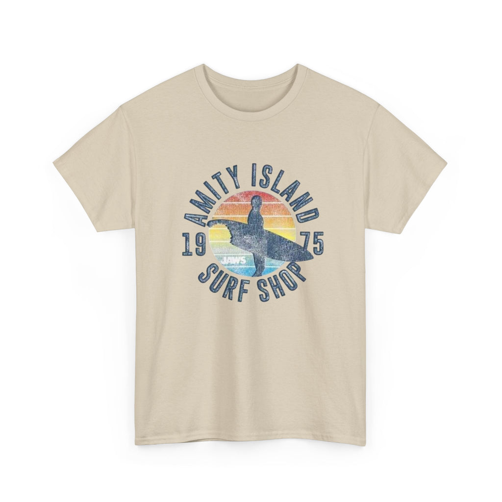 Amity Island Surf Shop Tee — Vintage Surfer Graphic T-Shirt (1975)