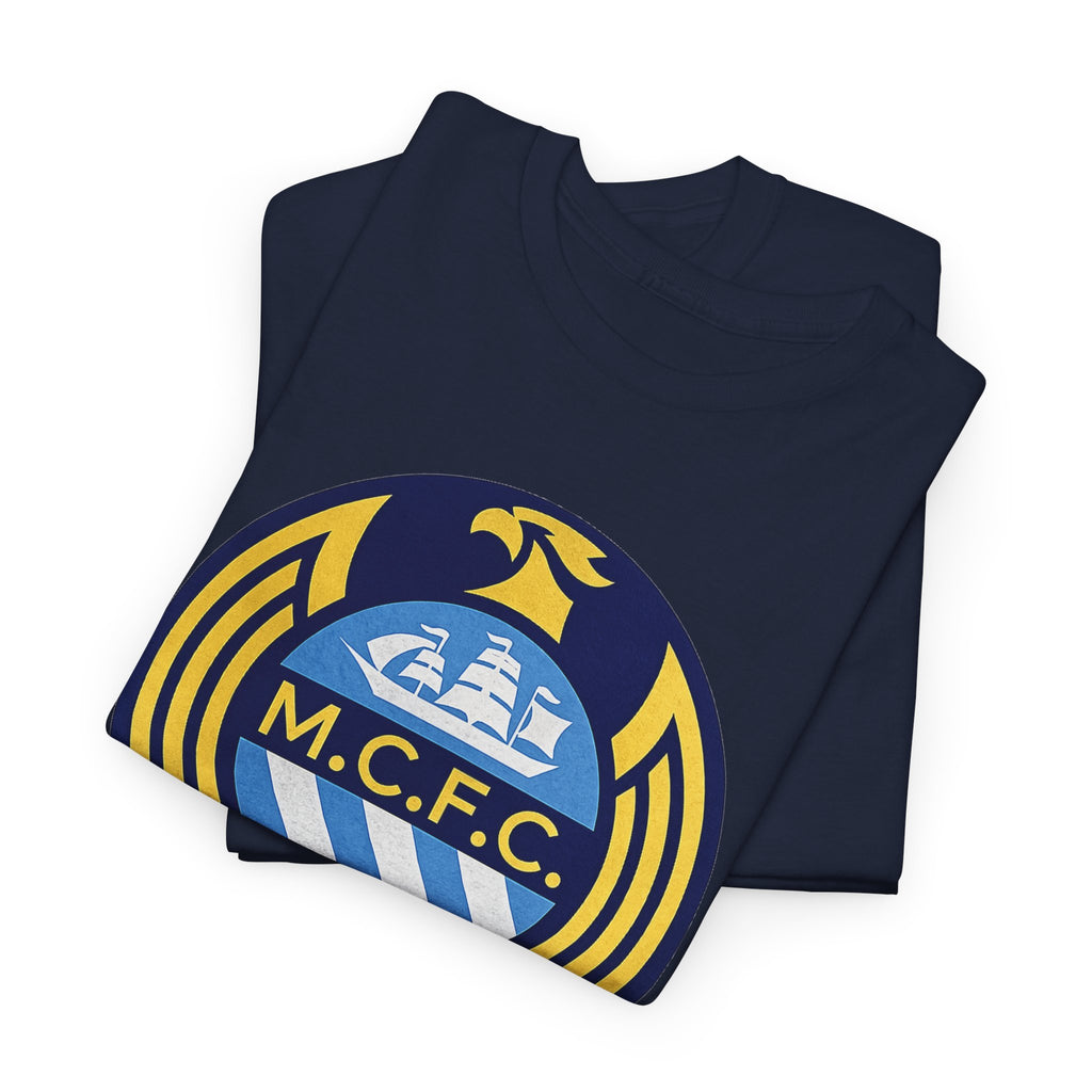 MCFC Crest T-Shirt — Vintage Blue & Gold Soccer Tee