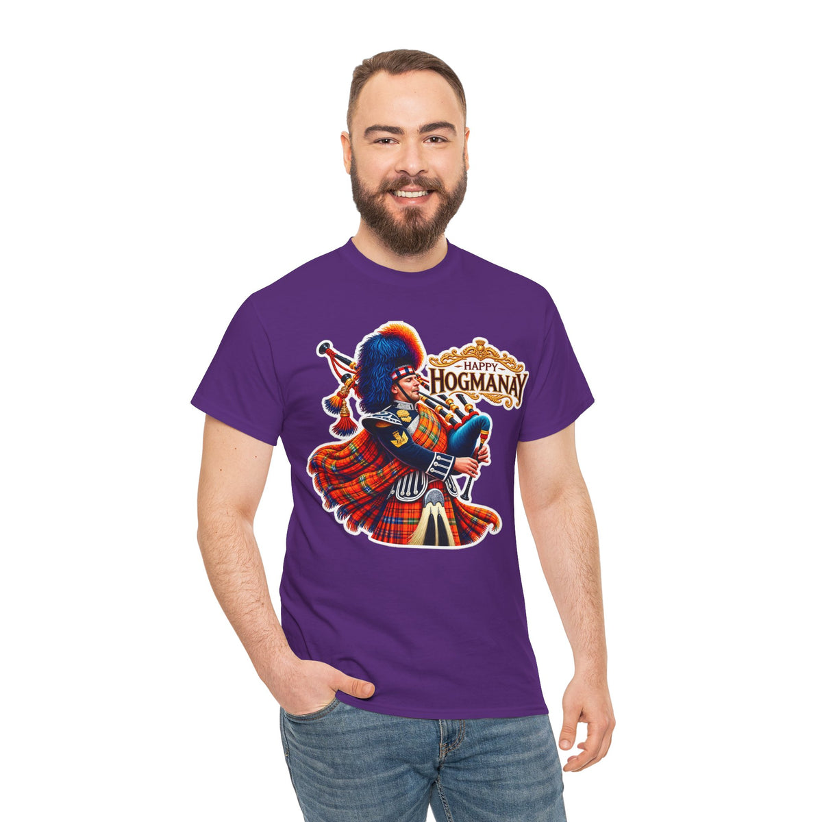 Hogmanay Bagpiper T‑Shirt — Happy Hogmanay Scottish New Year Tee