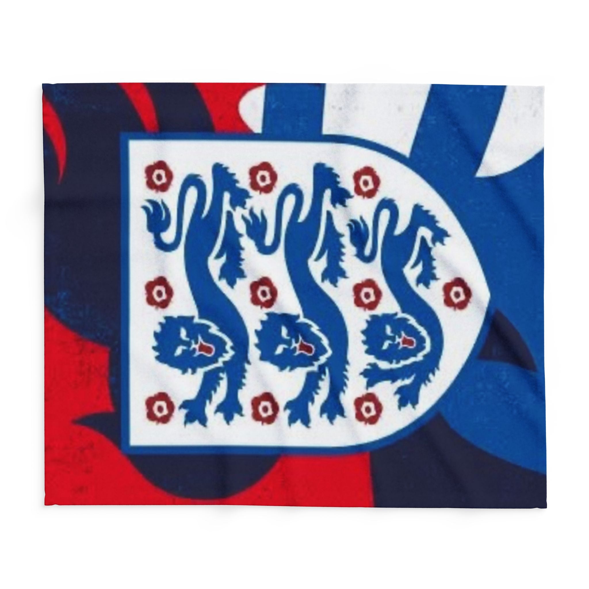 England Football Crest Fleece Blanket – Cozy Red & Blue Soccer Throw