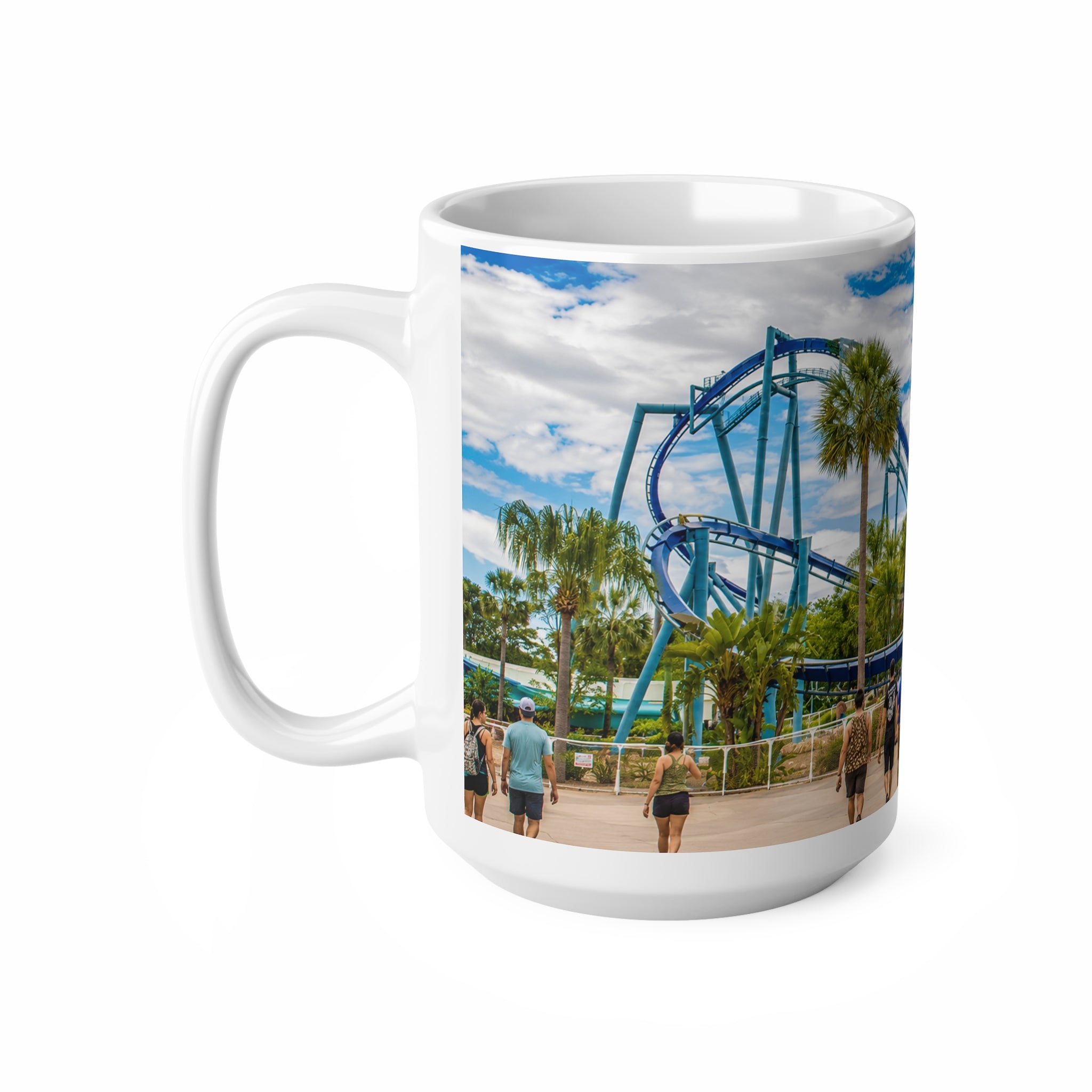 Sea World Theme Park Roller Coaster Photo Mug — Scenic Amusement Park Ceramic Coffee Cup (11oz & 15oz)