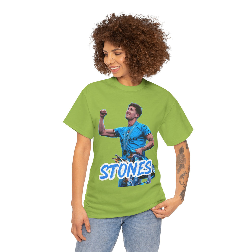 John Stones Manchester City Soccer Fan Tee — Blue Player Graphic T-Shirt
