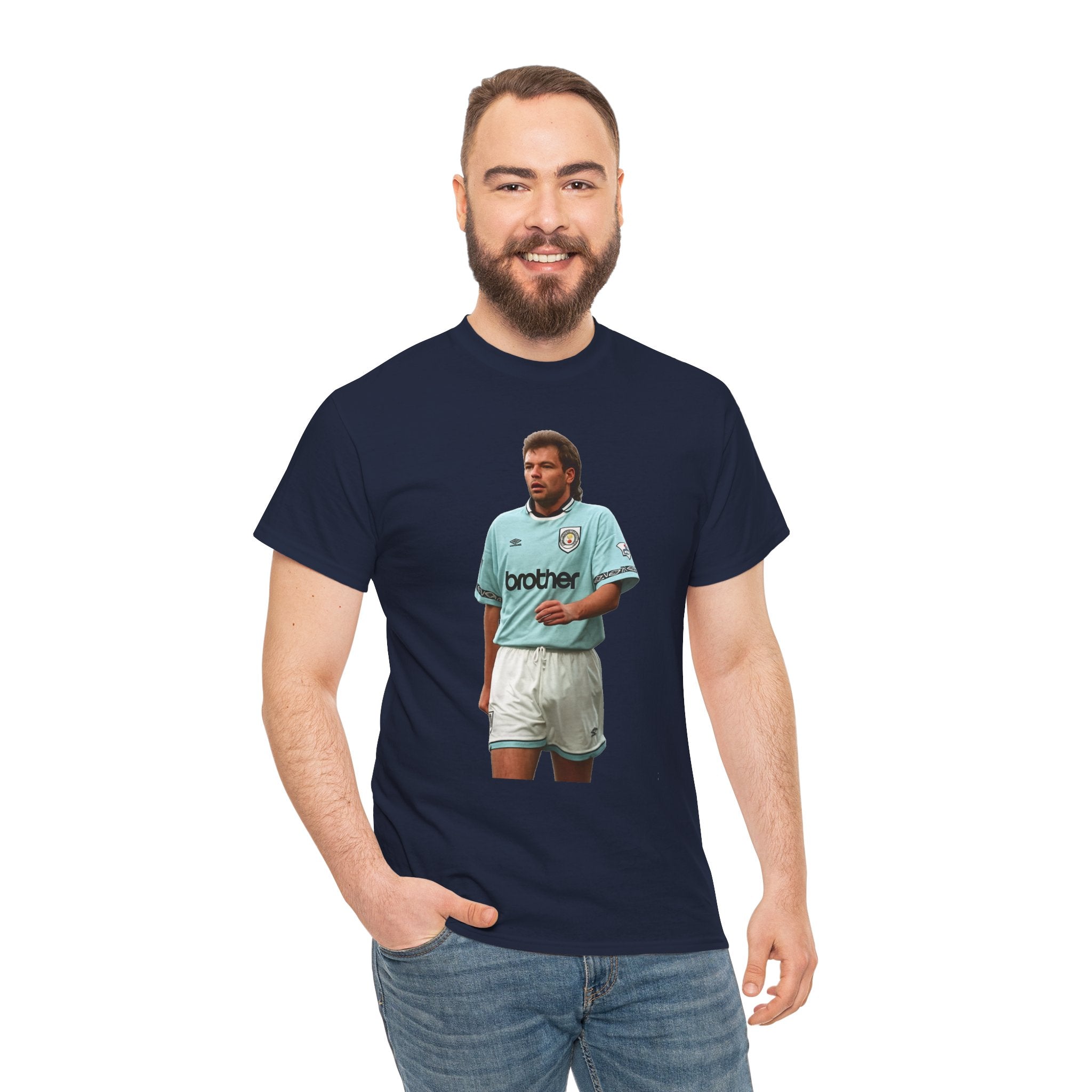 Uwe Rosler Manchester City Legend Graphic Tee - Retro Football Kit Print