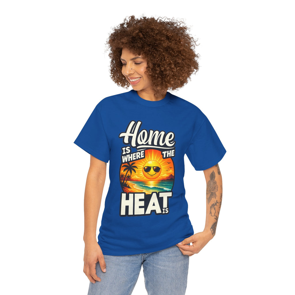 Home Is Where The Heat Is T-Shirt — Retro Beach Sunset Tee