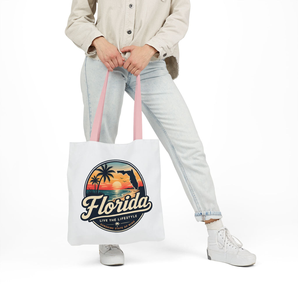Florida Sunset Canvas Tote Bag — Retro Palm Beach Design