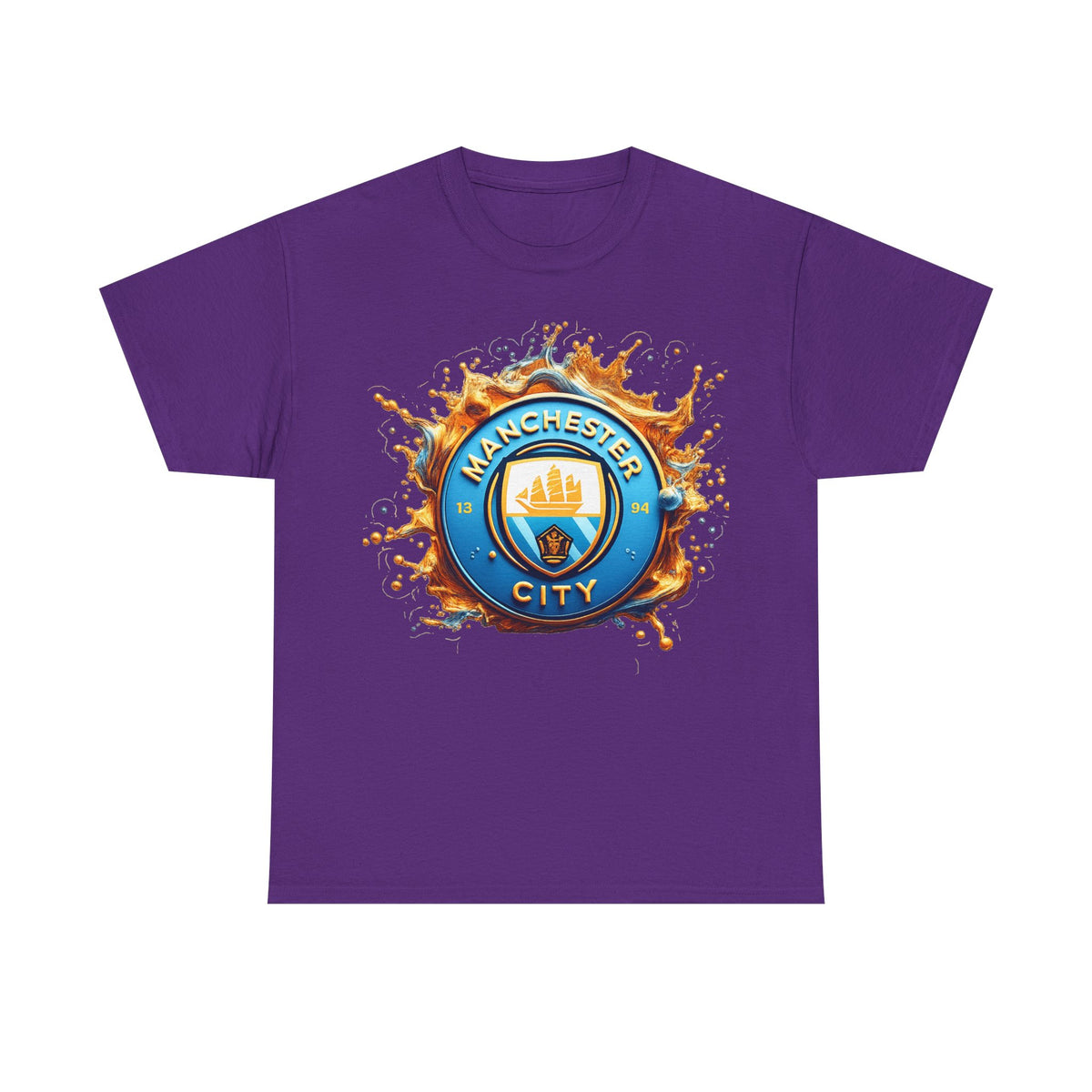 Manchester City Inspired Splash Logo Cotton T-Shirt
