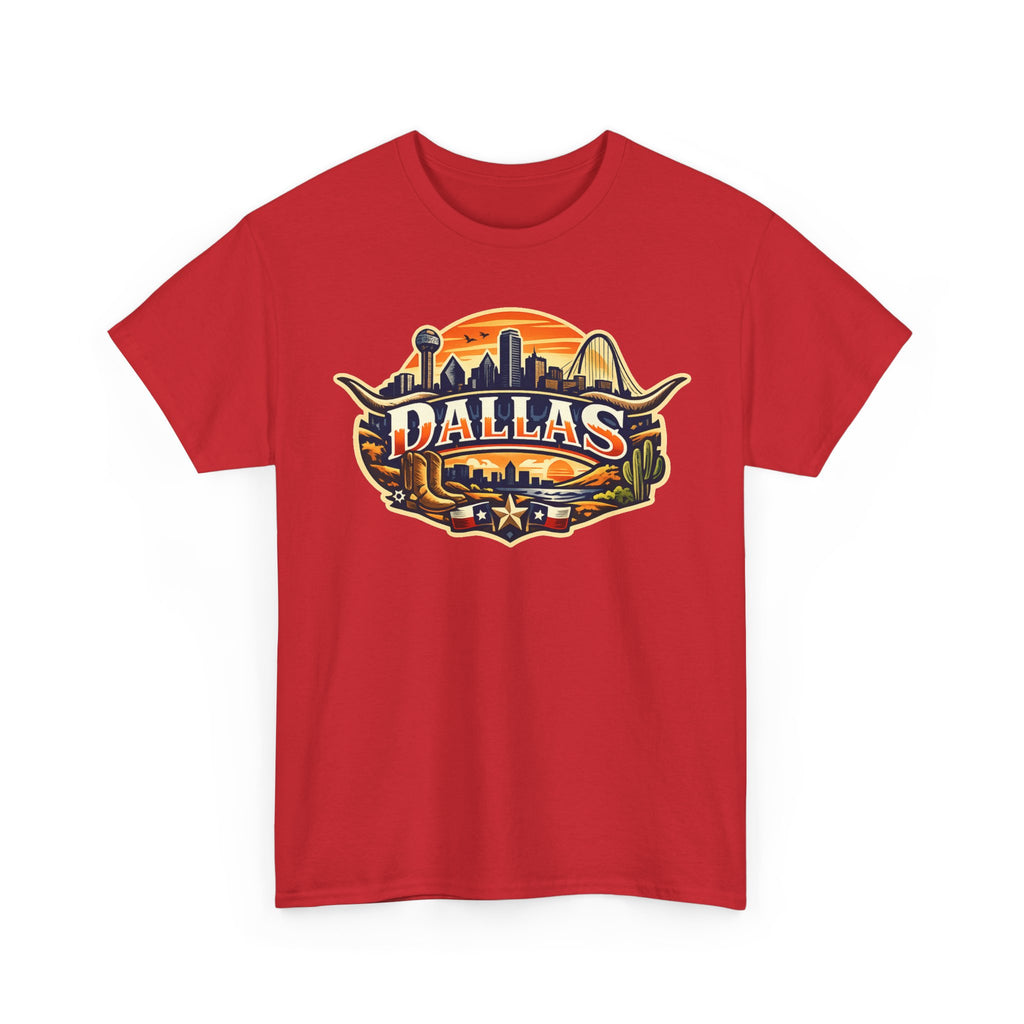 Dallas Skyline Retro Tee — Vintage Cityscape T‑Shirt with 'Dallas' Graphic