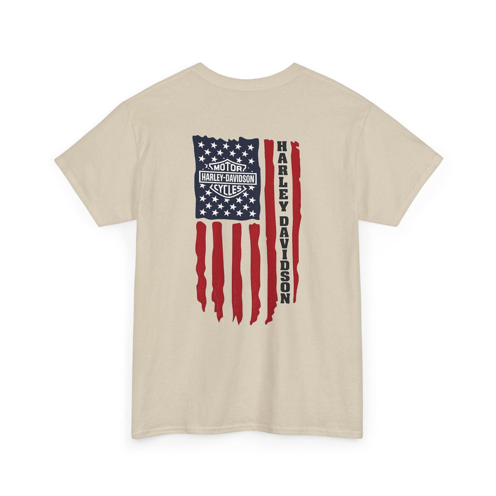 Harley-Style Flag Tee — American Motorcycle Logo T-Shirt