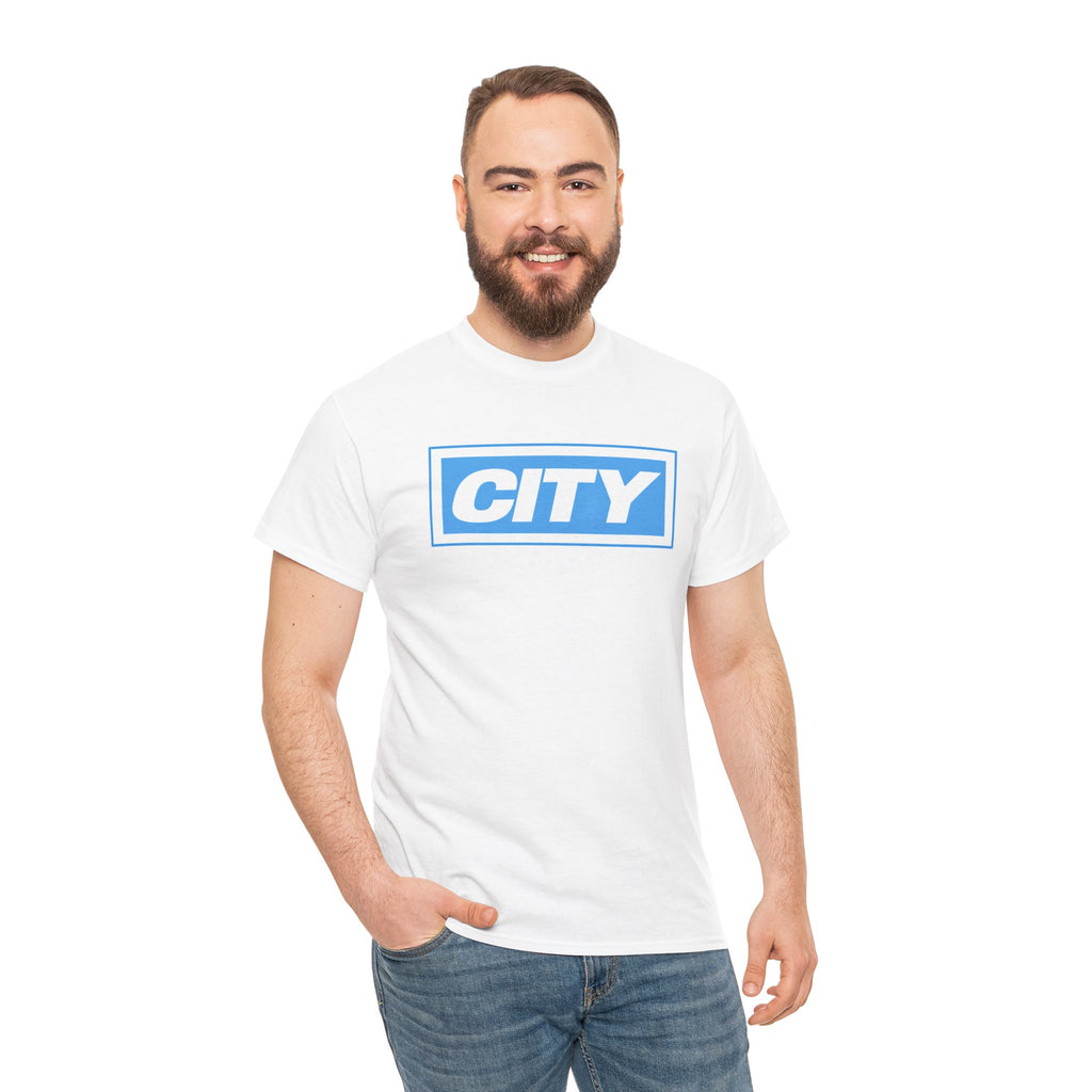 City Logo T-Shirt — Bold Blue Box Graphic Tee