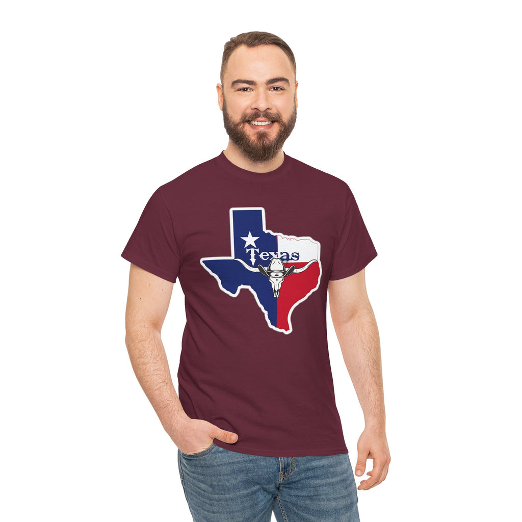 Texas Flag Outline T-Shirt — Lone Star State Map Tee with 'Texas' Text