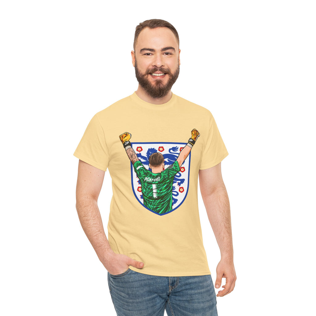 Pickford England Number 1 Goalkeeper Graphic Tee — Victory Pose Jersey Design