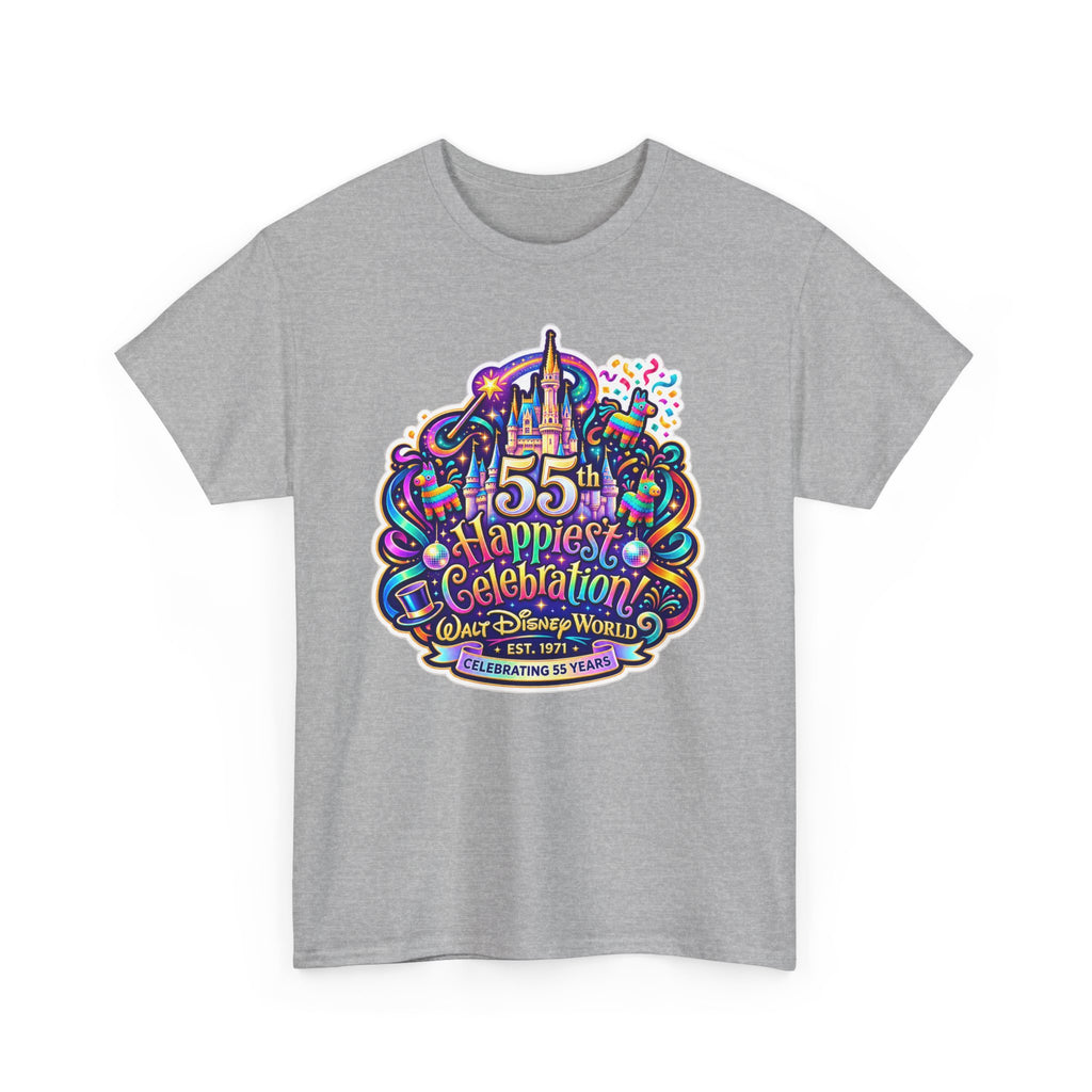 T-Shirt — "55th Happiest Celebration" Colorful Anniversary Castle Graphic Tee