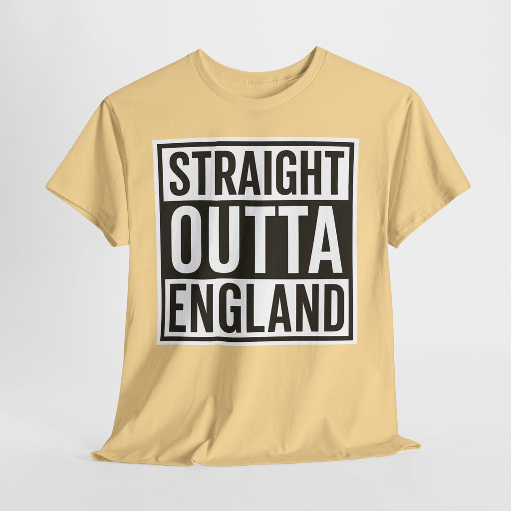 Straight Outta England T-Shirt — Bold Black Typography Tee for Brits & Expats