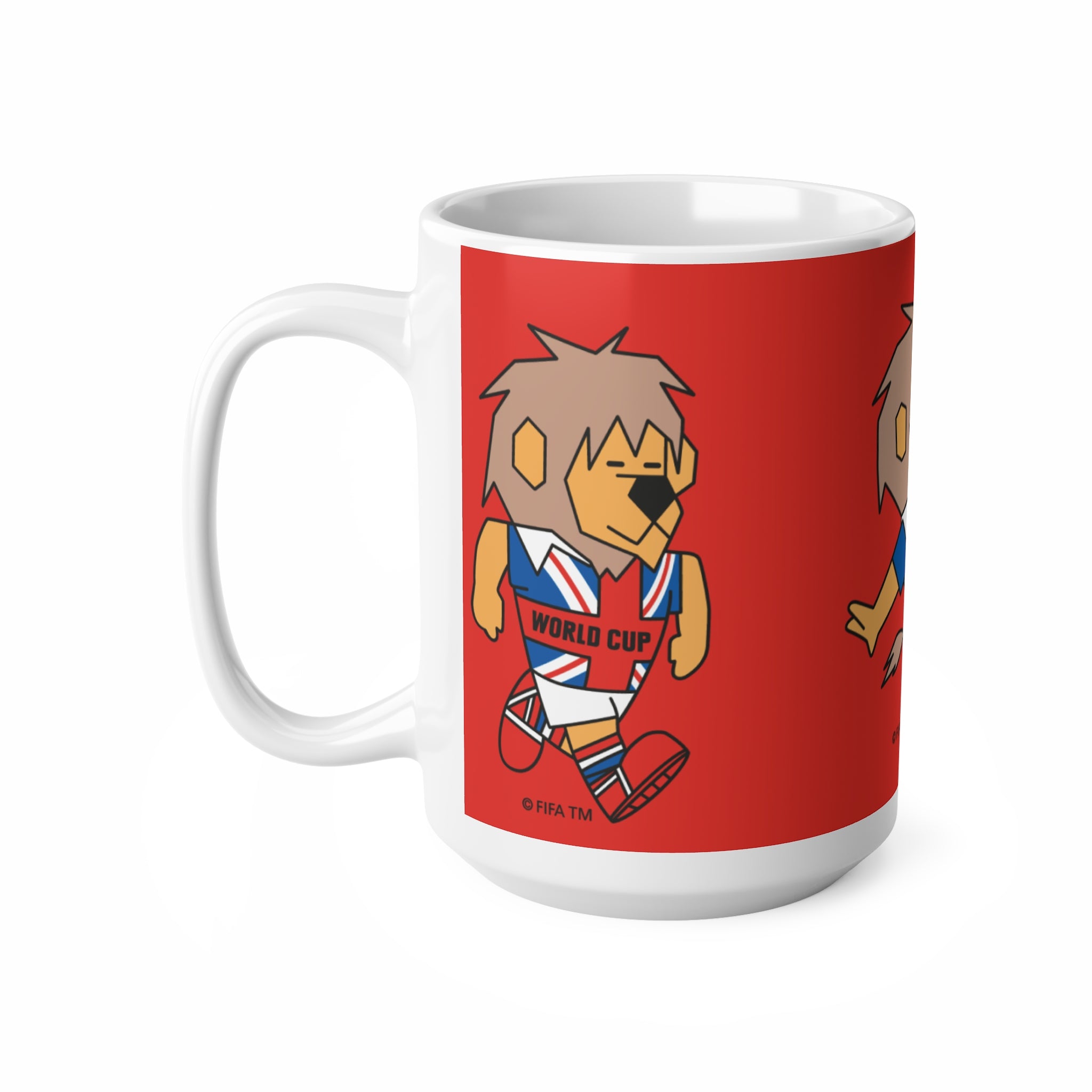 1966 World Cup Lion Soccer Mug — Retro Football Mascot Ceramic Coffee Cup (11oz, 15oz)