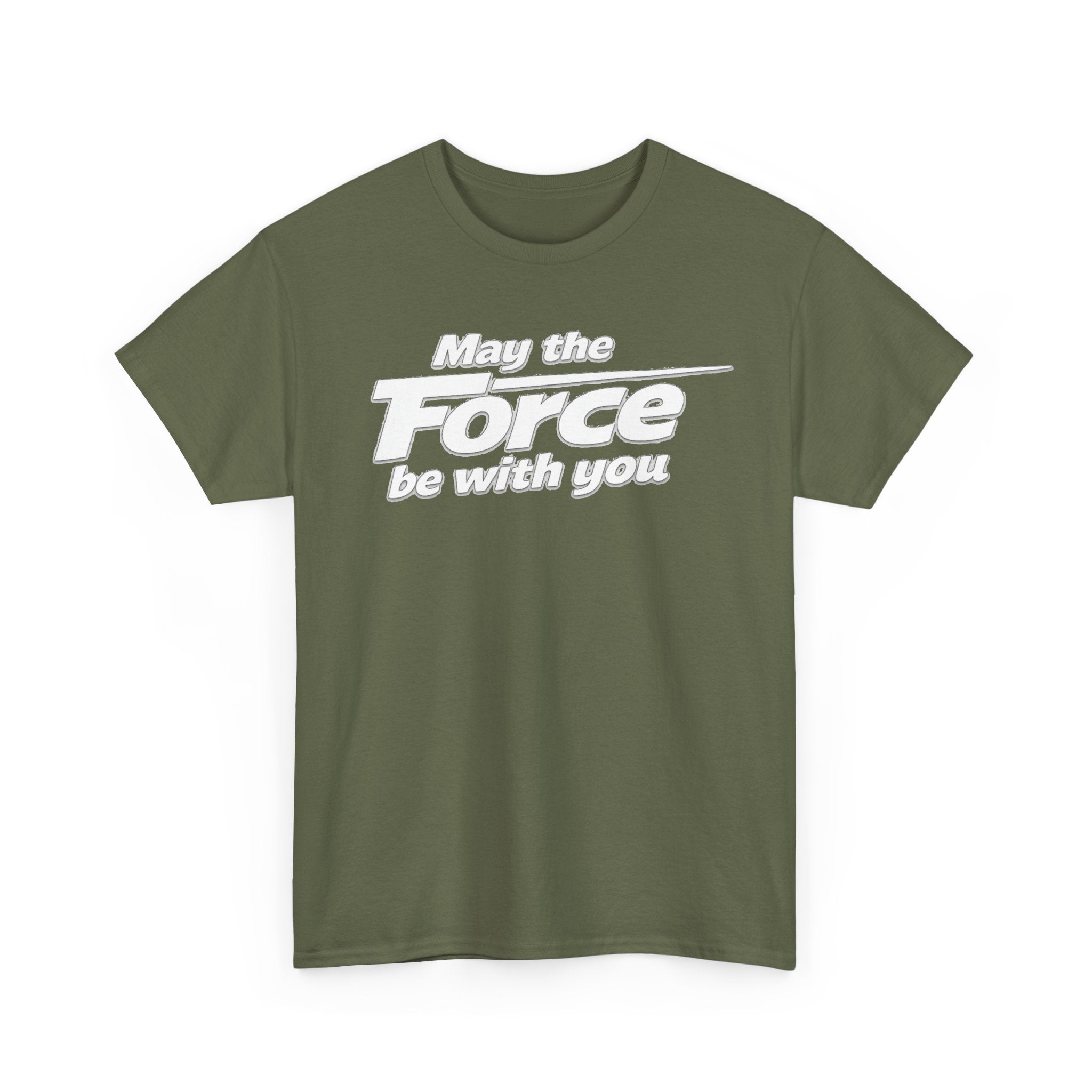 "May the Force Be With You" Retro Embossed Graphic T‑Shirt —