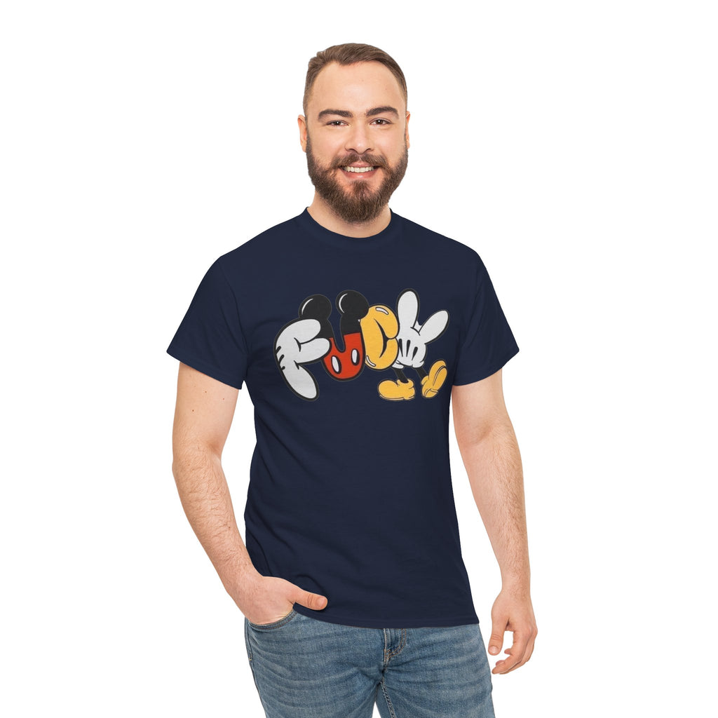 F**K Disney Graphic Tee — Playful Cartoon Hands & Shoes Design