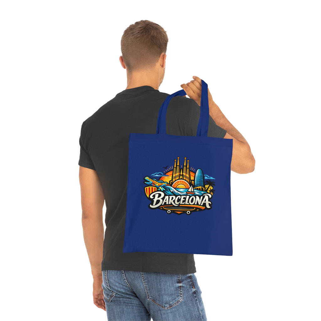 Barcelona Skyline Cotton Tote — Souvenir Travel Beach Bag