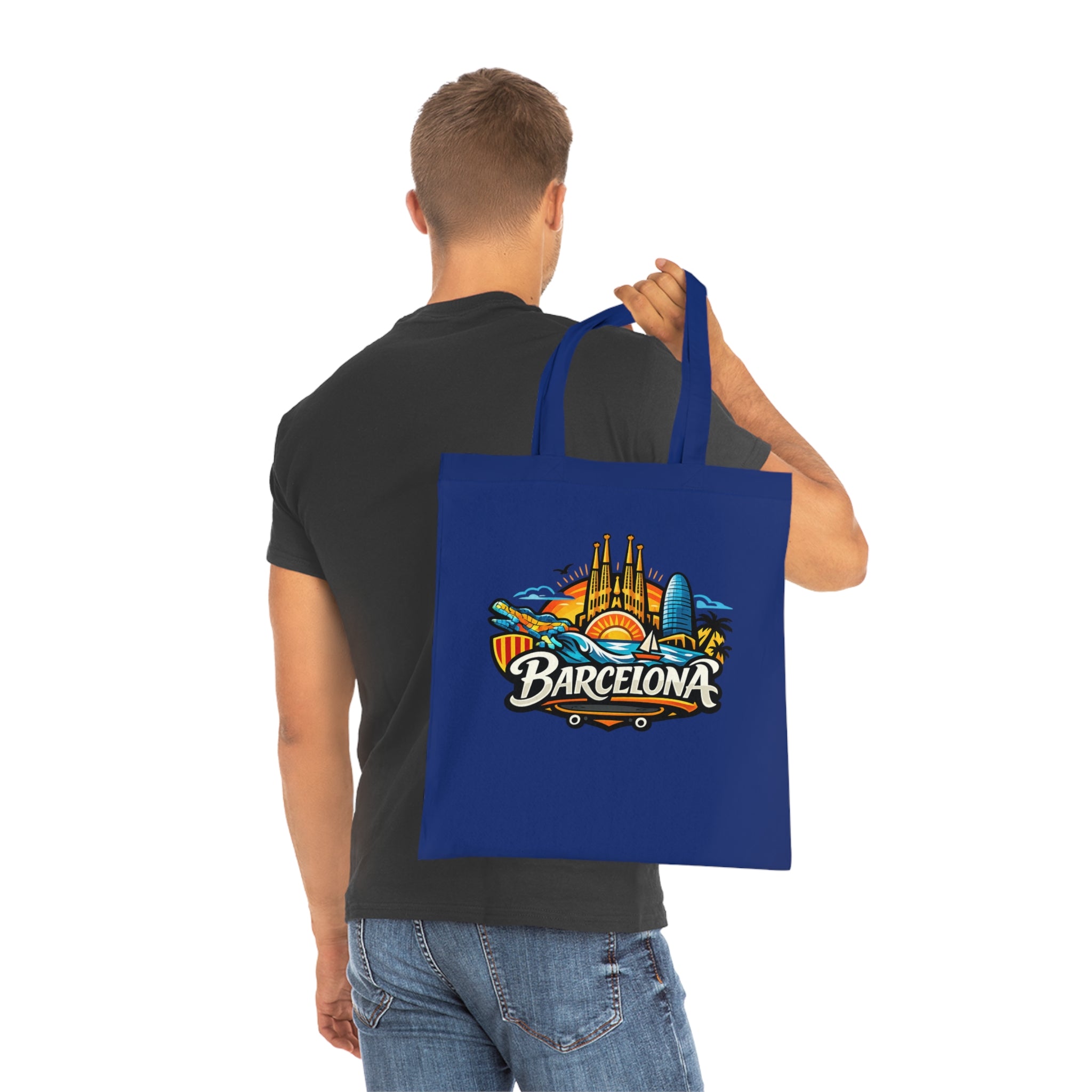 Barcelona Skyline Cotton Tote — Souvenir Travel Beach Bag