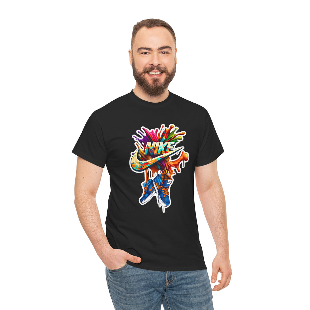 Nike Inspired Splash Graphic Tee — Colorful Sneaker Streetwear T-Shirt
