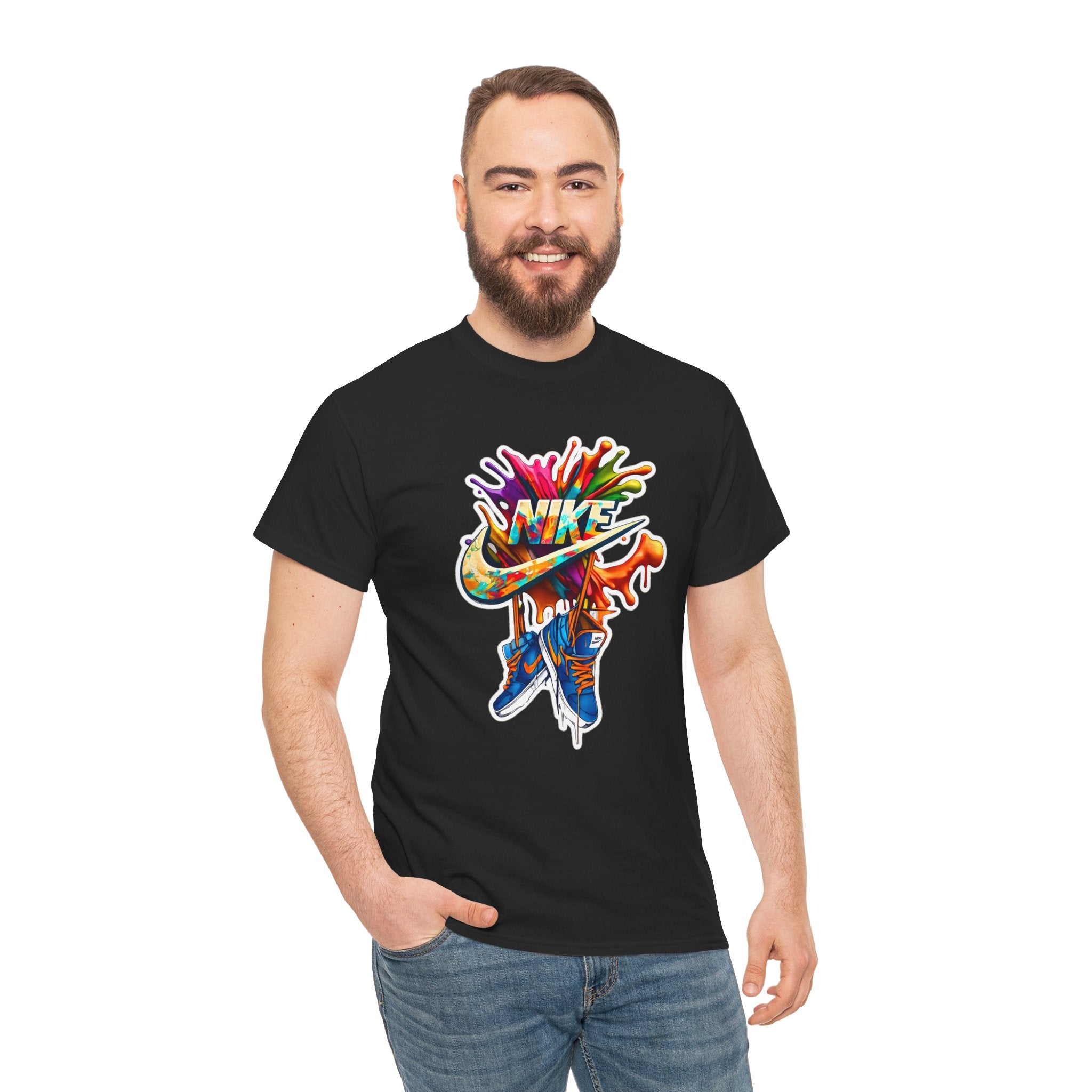 Nike Inspired Splash Graphic Tee — Colorful Sneaker Streetwear T-Shirt