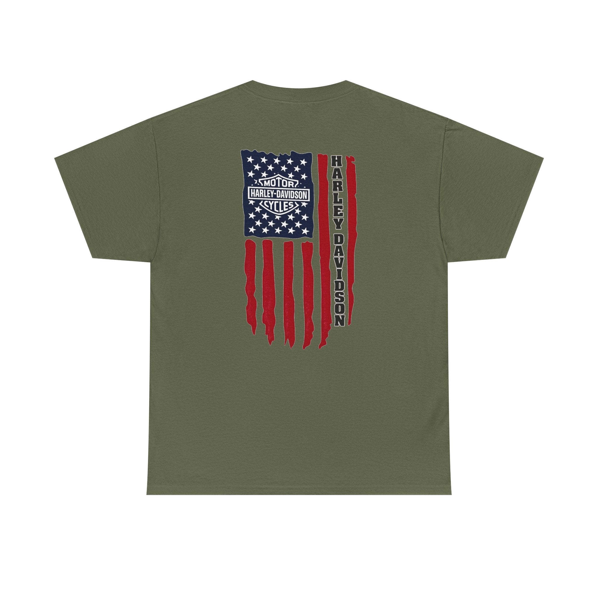 Harley-Style Flag Tee — American Motorcycle Logo T-Shirt