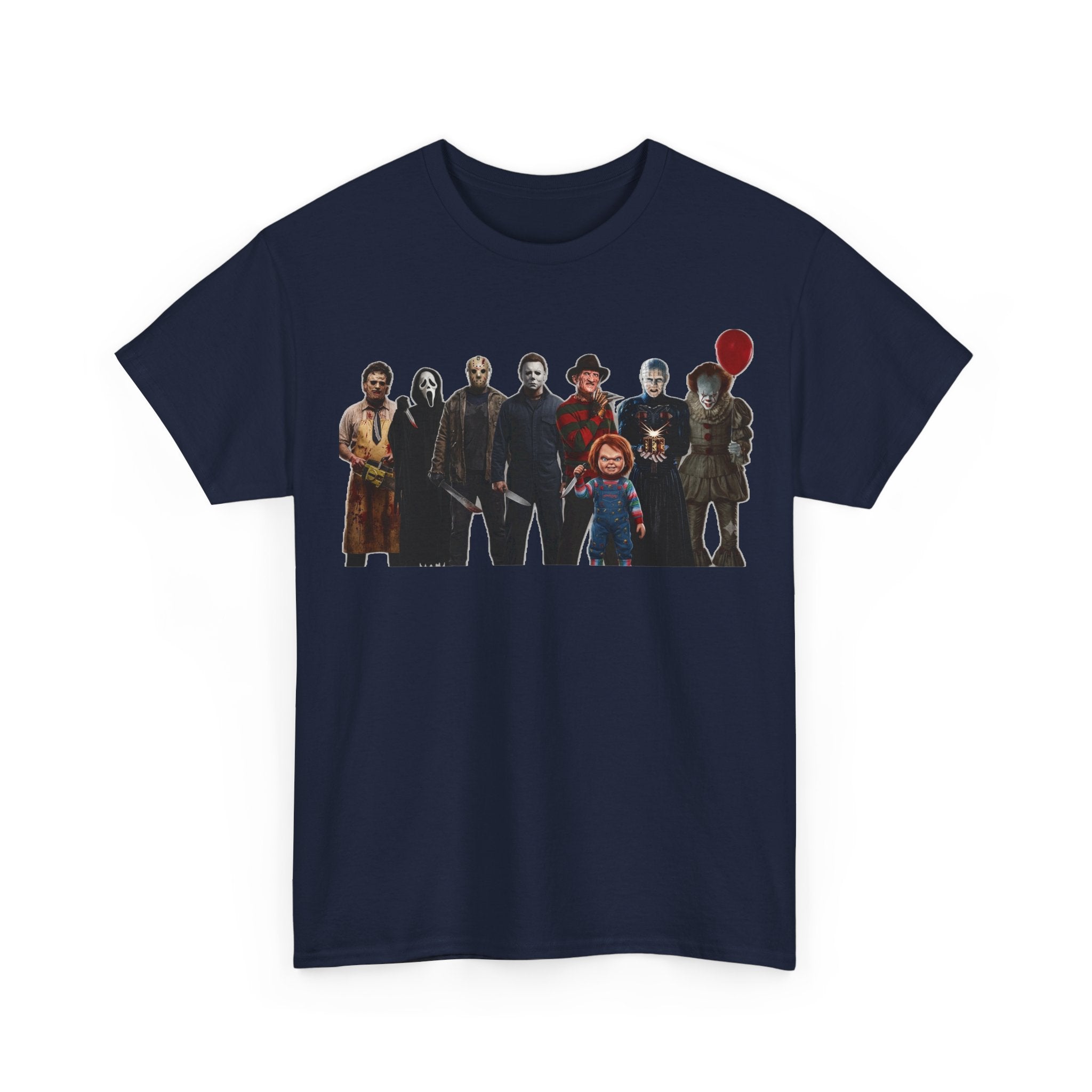 Horror Icons Collage T‑Shirt — Retro Movie Villains Graphic Tee